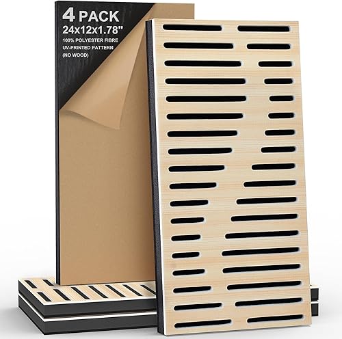 Miniatura 11 de Paquete de 4 paneles acústicos autoadhesivos de espuma insonorizada para pared, aislamiento acústico decorativo de fibra de poliéster perforada 3D