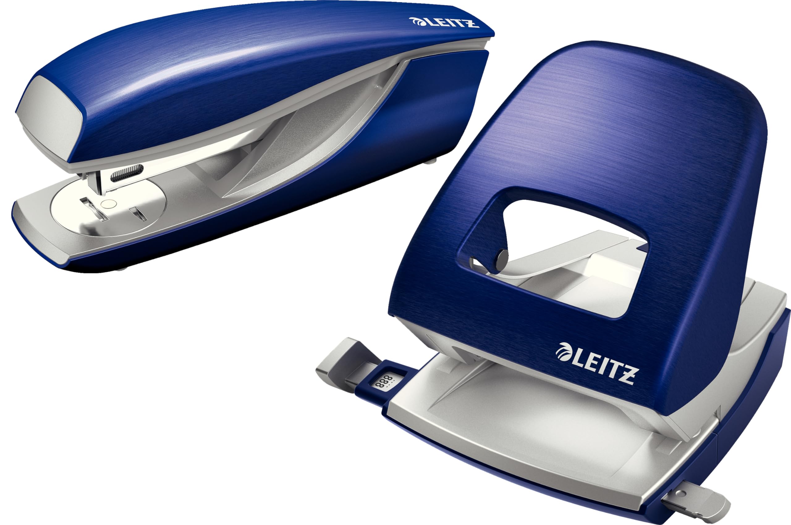 Leitz NeXXt Style Metall Locher + Büroheftgerät 30 Blatt Schreibtisch Bundle (titan blau)