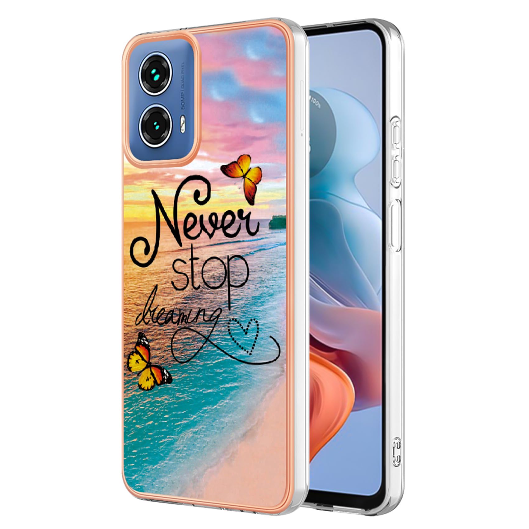 Case for Motorola Moto G34 Case Cover Hard Use Colourful Flowers Pattern Camera Protective Anti-Shock Soft Anti-Scratch Anti-fall Durable Bumper Fashion Girl Motorola Moto G34 (Butterfly)