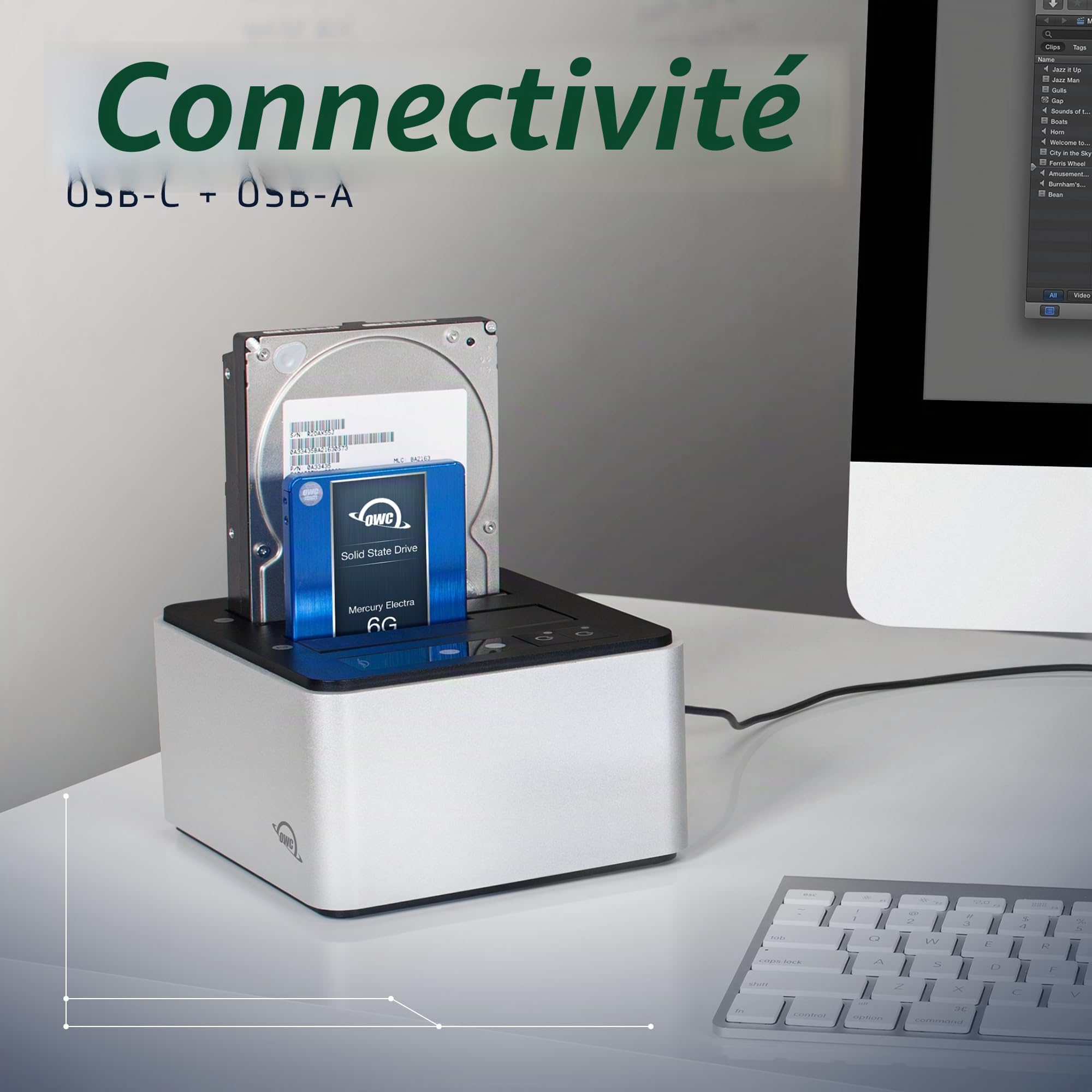 OWC Lecteur USB Dock Bay-CA Double Drive Solution, USB 3.1 Gen 2, pour Mac et PC, (TCDRVDCK)