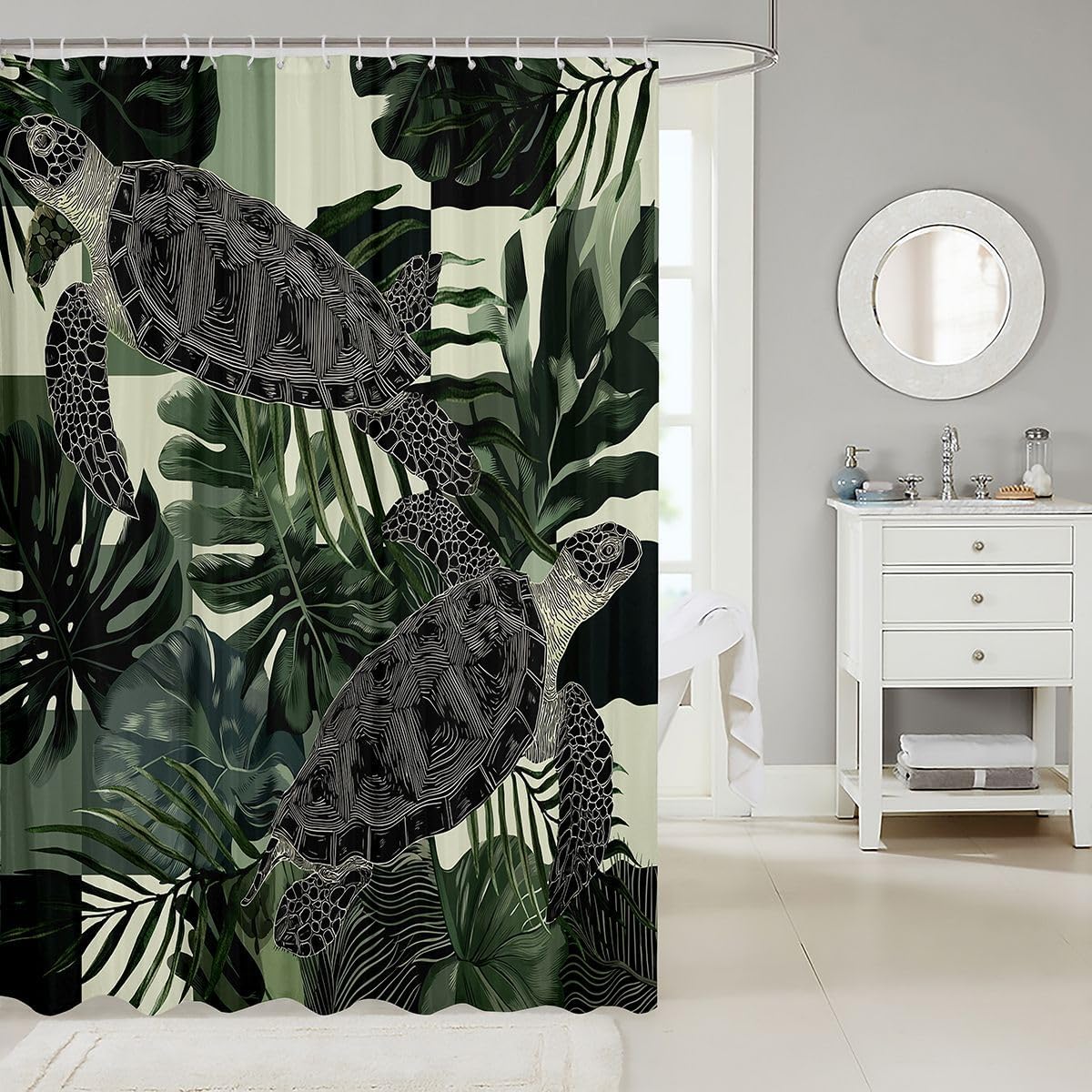 jejeloiu Sea Turtle Bath Curtain 72"x78" Ocean Shower Curtain for Kids Reptile Tortoise Women Men Teens Coastal Nautical Beach Decor Kids Bathroom Accessories