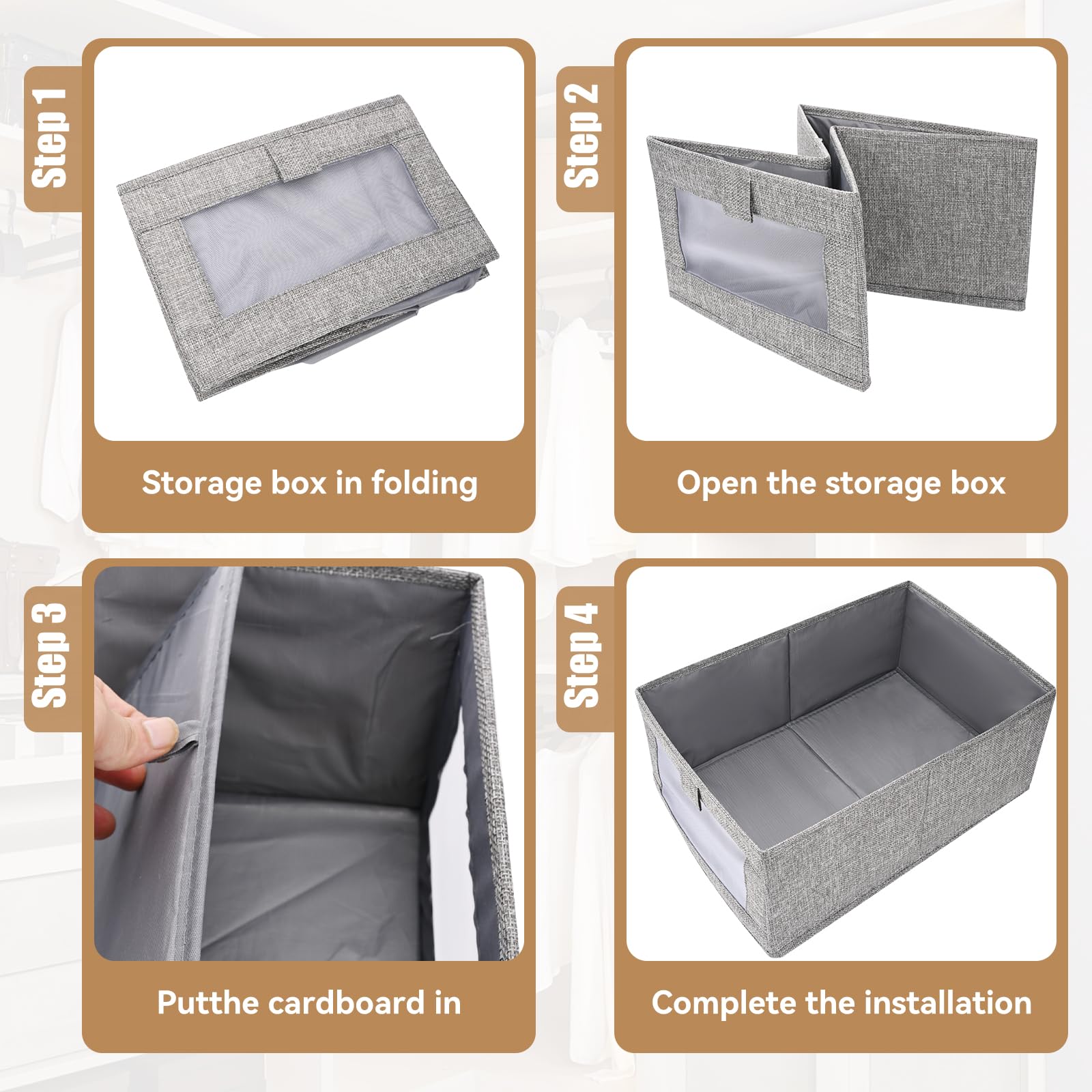 2 Pcs Organizador Armario, Cajas Almacenaje (40 x 27 x 17 cm) Ropa Decorativas Organizadoras Almacenaje y Organización para Cosméticos,Cocina y Juguetes