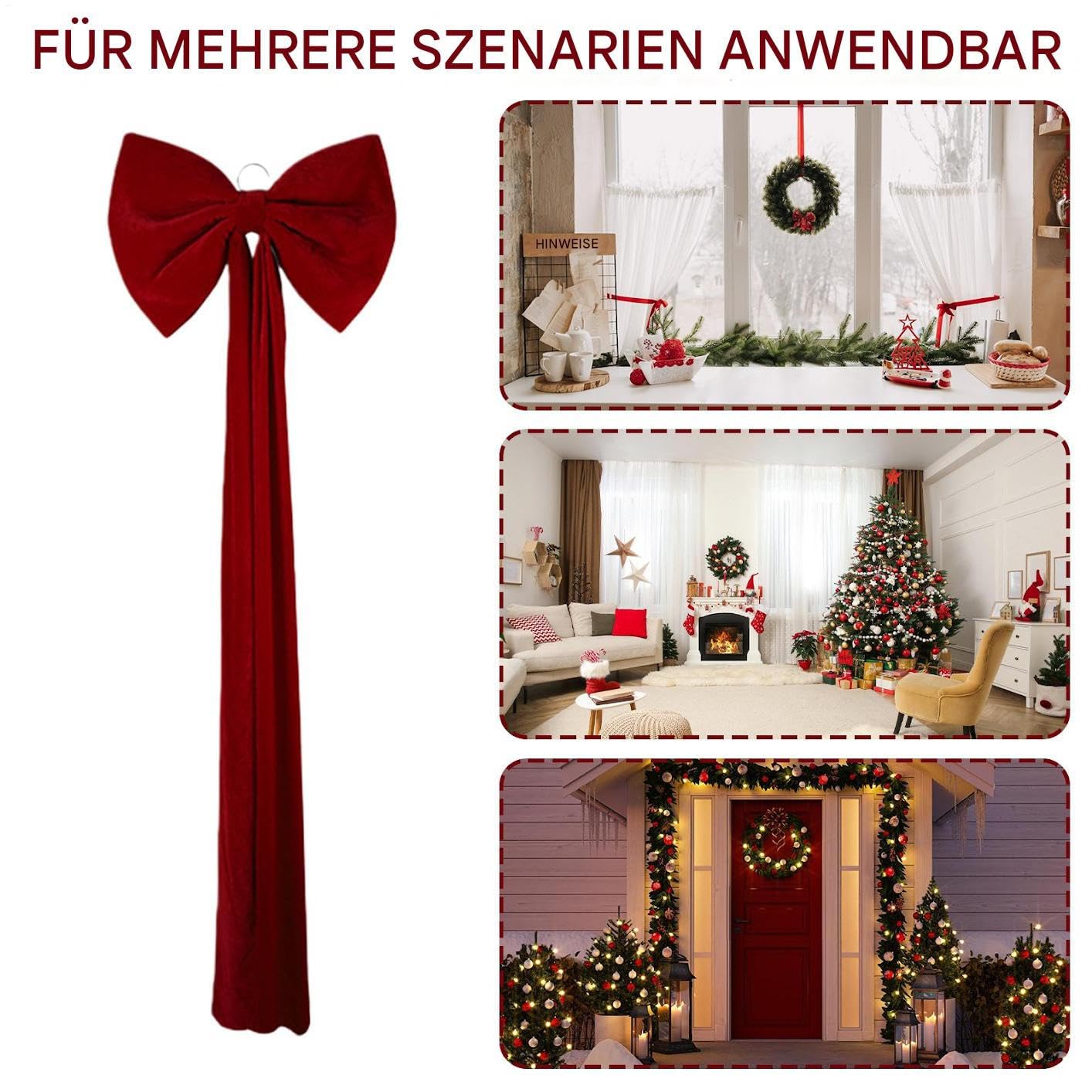 Schleife Als Weihnachtsbaumspitze Rote Jahreszeitliche Dekoration