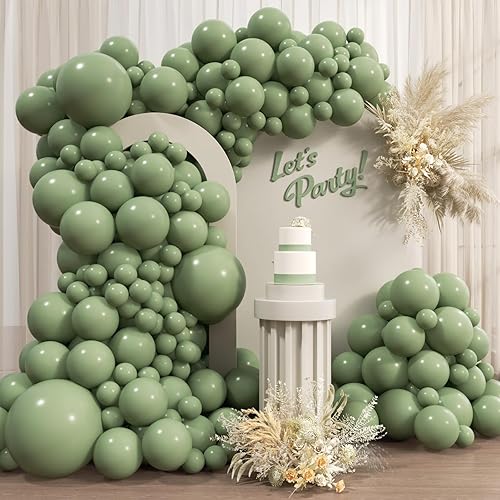 110pcs Sage Green Balloons, 18 12 10 5 inch Sage