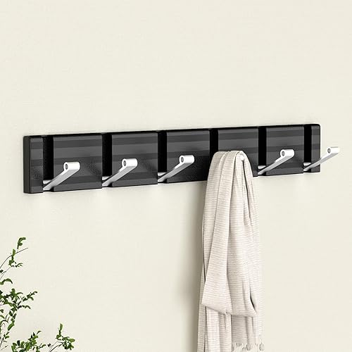 Miniatura 6 de Perchero montado en la pared, ganchos de pared de metal resistente, moderno perchero con 6 ganchos para ropa, llaves, sombreros, bolsos, batas