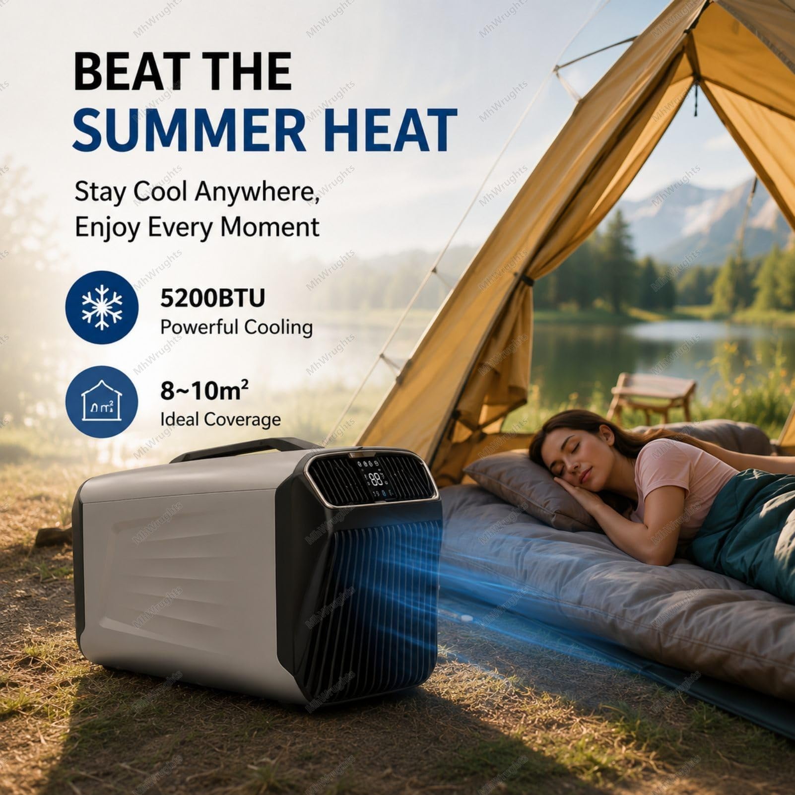 Amazon | 5200BTUポータブルキャンプ用エアコン、静音400Wテント用