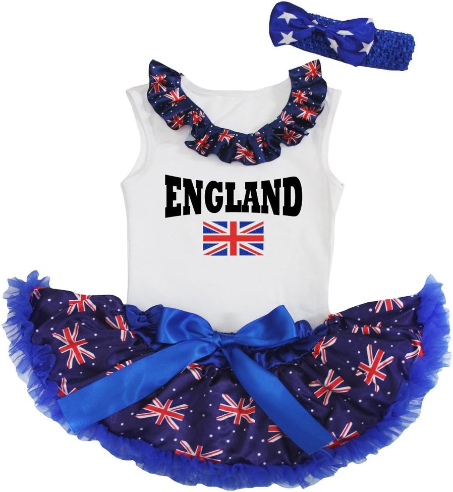 Petitebella England Theme White Shirt Blue Union Jacks Baby Skirt Set 3-12m