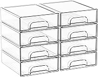 Vista 9 de Yieach 2.2'' Tall Acrylic Clear Stackable Storage Drawer Organizer,8 Pack Desk Organization and Storage,Plastic Office Supply Organizer,Drawer