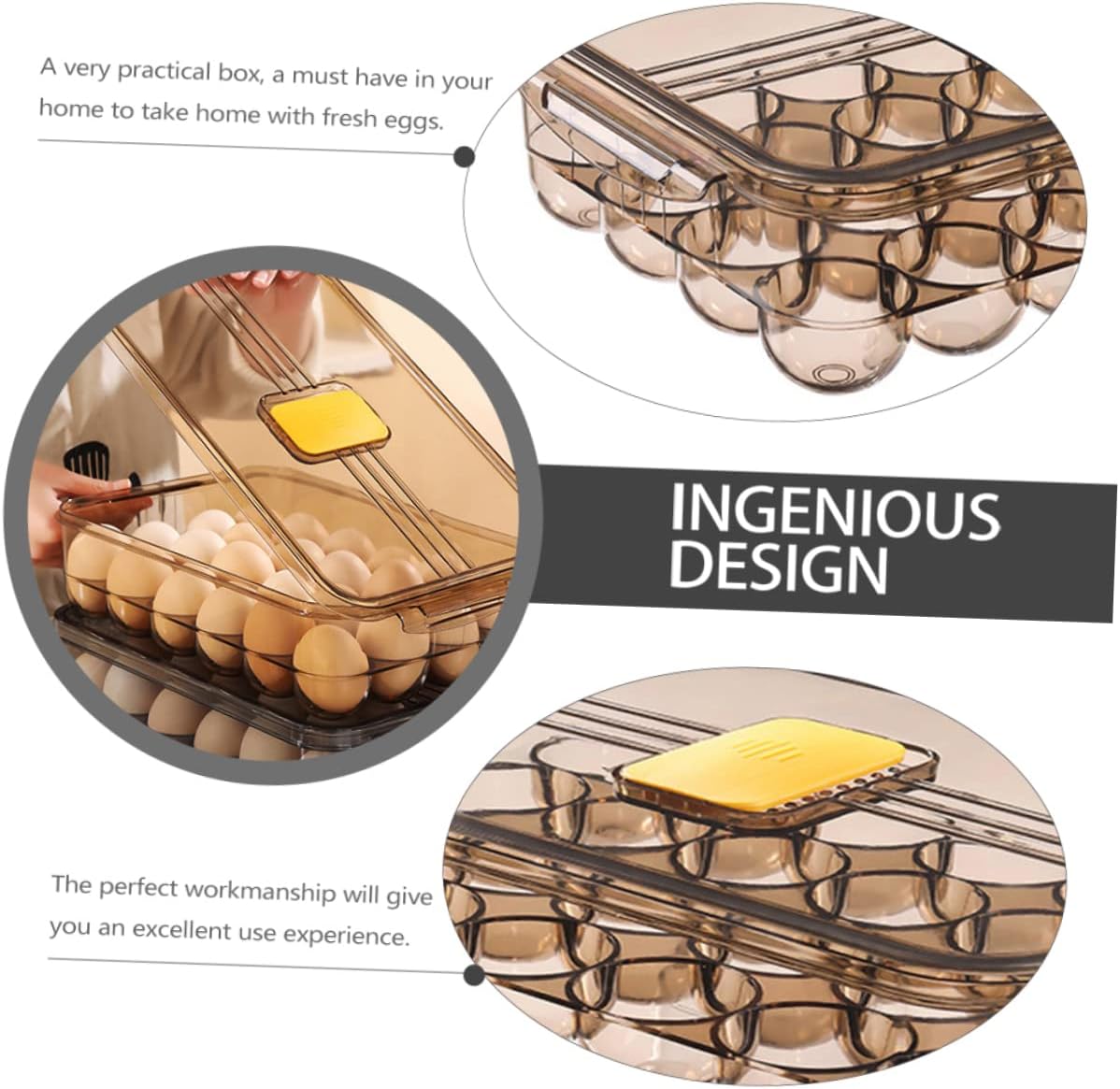 Covered Egg Storage Box Lid Large Capacity Plastic Egg Holder for Refrigerator for Kitchen Storage