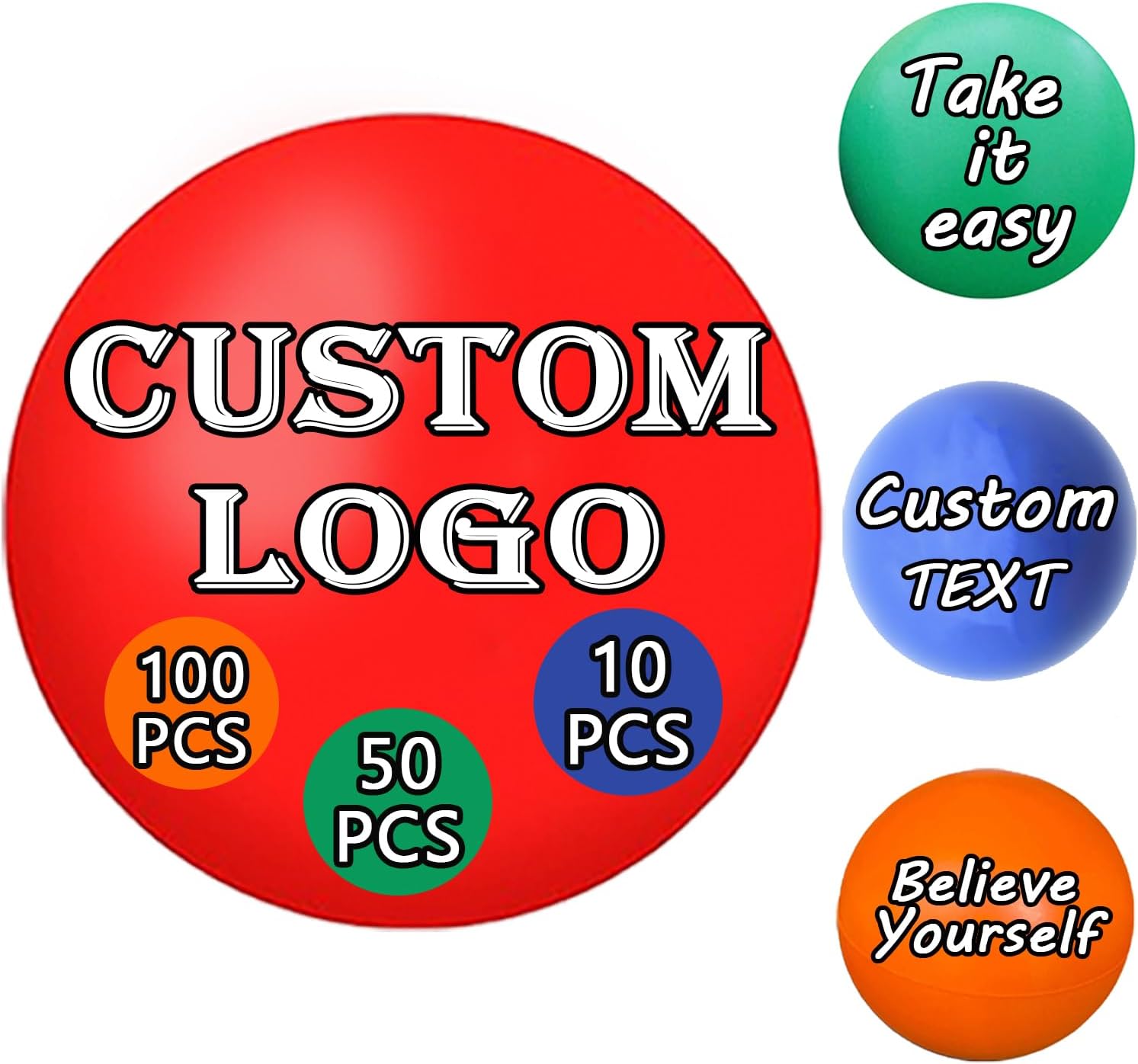 10/50/100PCS Custom Stress Balls Bulk Personalized Stress Balls with Logo Customized Promotional Gifts for Office