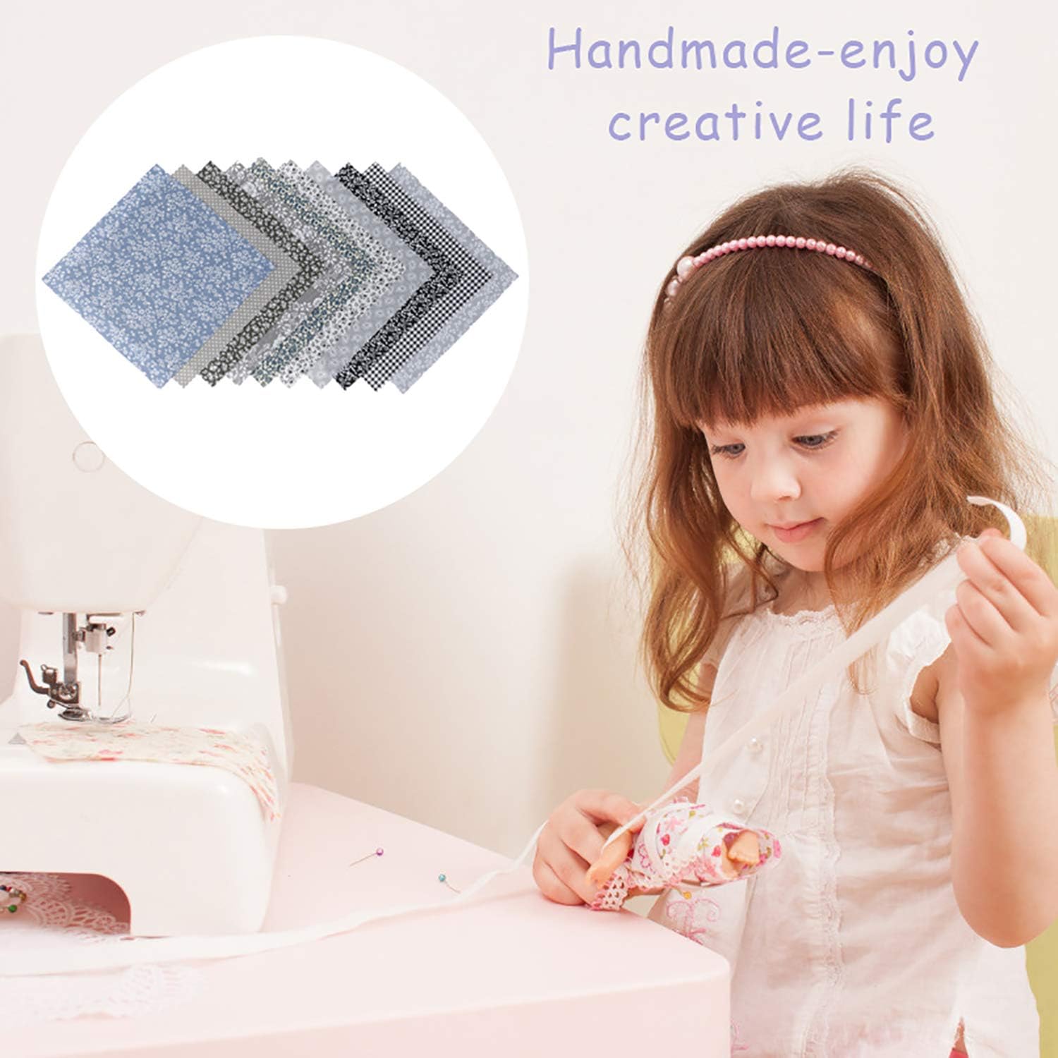 50Pcs 25×25cm Printed Cotton Quilting Fabric Patchwork Squares DIY Sewing Quarter Bundle Fabric Pure Cotton Printing Cloth for DIY Craft Sewing Scrapbooking Quilting (Gray)
