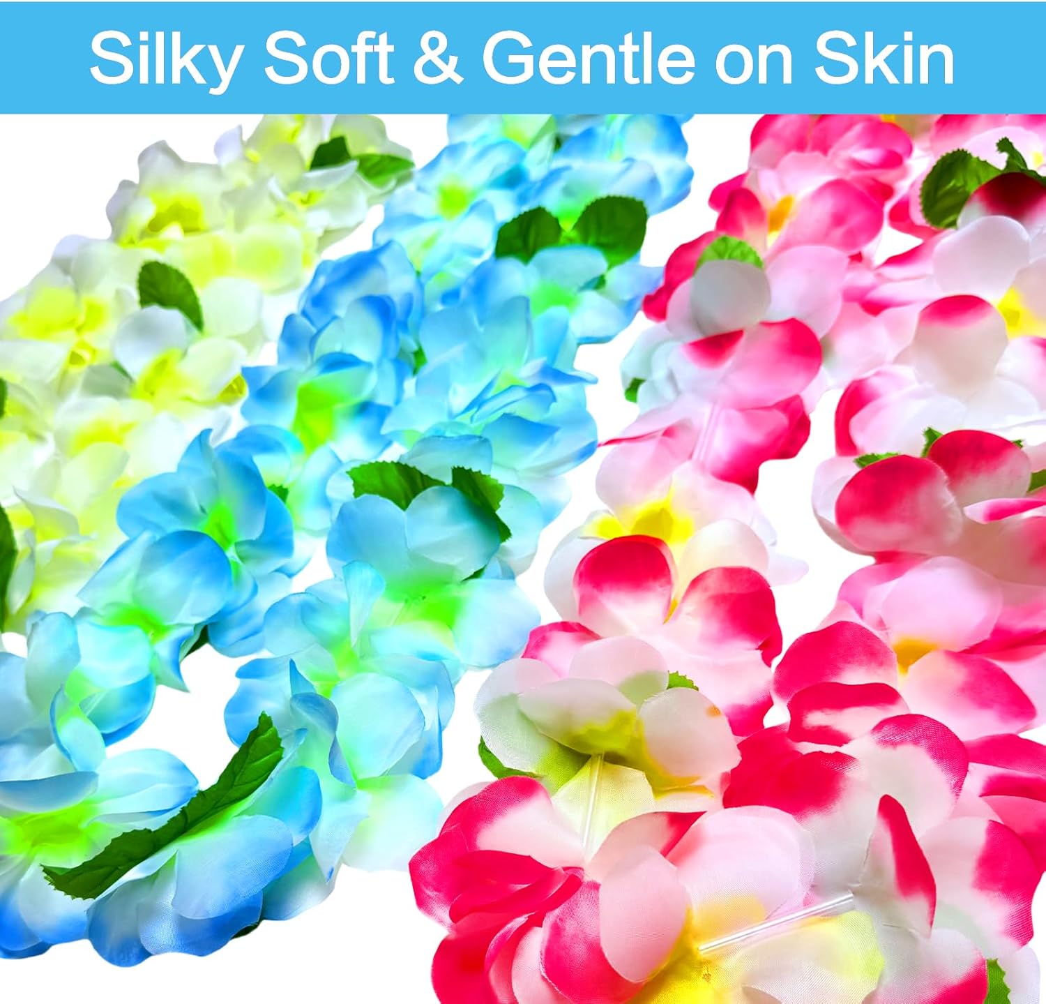 6 Counts Hawaiian Leis for Luau Party Supplies, Tropical Flower Lei Decorations, Premium Artificial Leis for Wedding, Graduation, Beach & Birthday Party Favors - Image 4