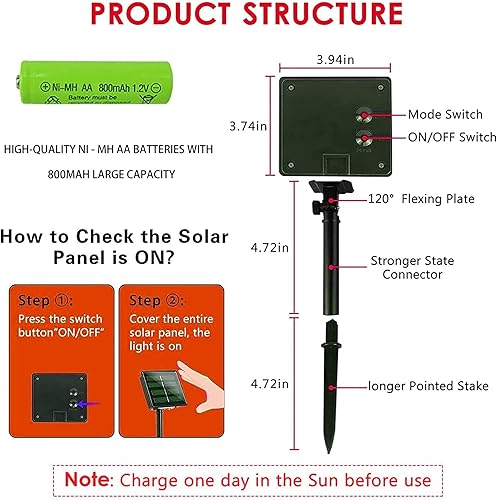Miniatura 5 de TW SHINE Guirnalda de luces solares verdes para exteriores, total de 80 pies, 240 luces LED alimentadas por energía solar, impermeables, 8 modos,
