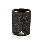 Attro Pen Stand Wooden Designer Round Pen Holder Multipurpose Wooden Desk Organizer Perfect for Study Table, Office Desk- Black