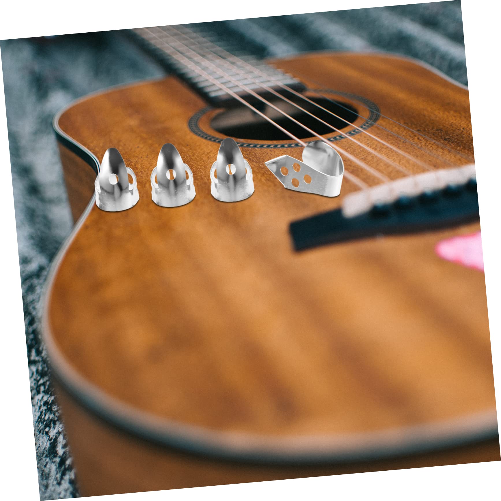 VICASKY 8juegos Púas De Metal Para Guitarra Protector De Dedos Accesorios Para Guitarristas Púas Para Dedo Índice Color Plateado Para Guitarra y Eléctrica