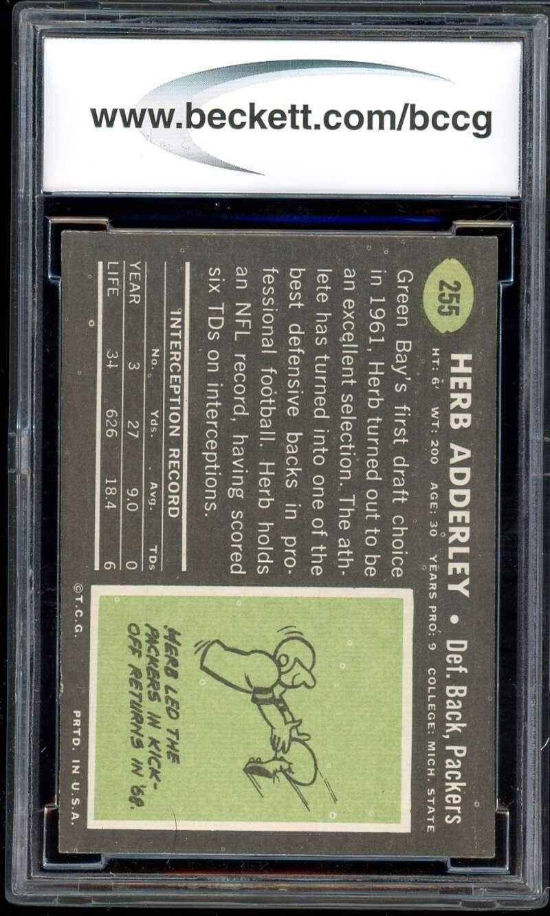 Herb Adderley Card 1969 Topps #255 BGS BCCG 8 - Unsigned Football Cards