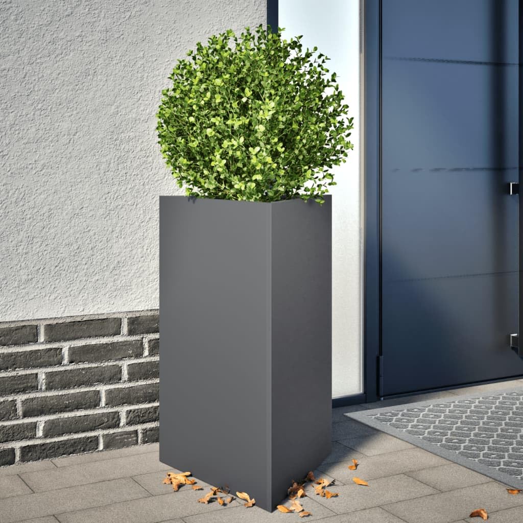 Donice ogrodowe 2 sztuki stalowe antracytowe trójkątne 50x43x75 cm na taras balkon patio do kwiatów warzyw ziół odporna na rdzę