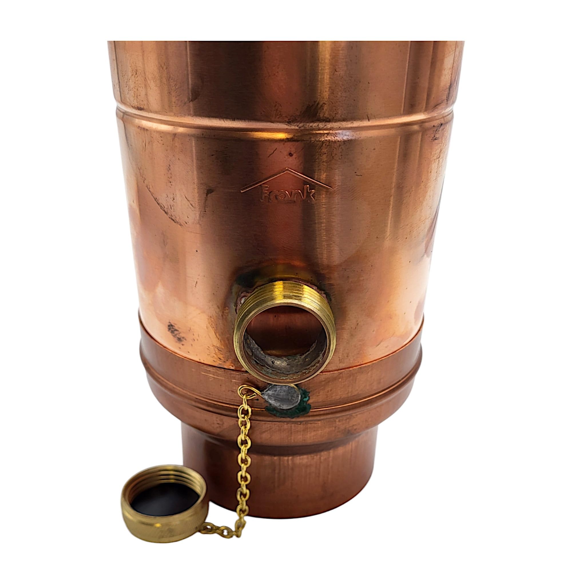 zbs24 Kupfer Regenwassersammler 100mm Set 1, Wassersammler mit automatischer Füllstop, mit Schlauchverbindung 30cm für Auffangbehälter, Made in Germany, 85% Wasserertrag