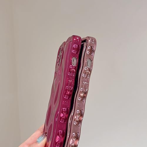 Miniatura 10 de FABSPARK Funda para iPhone 13 Pro Max, patrón de burbujas de meteorito 3D, galvanizado, con purpurina, marco ondulado, brillante, TPU suave, a