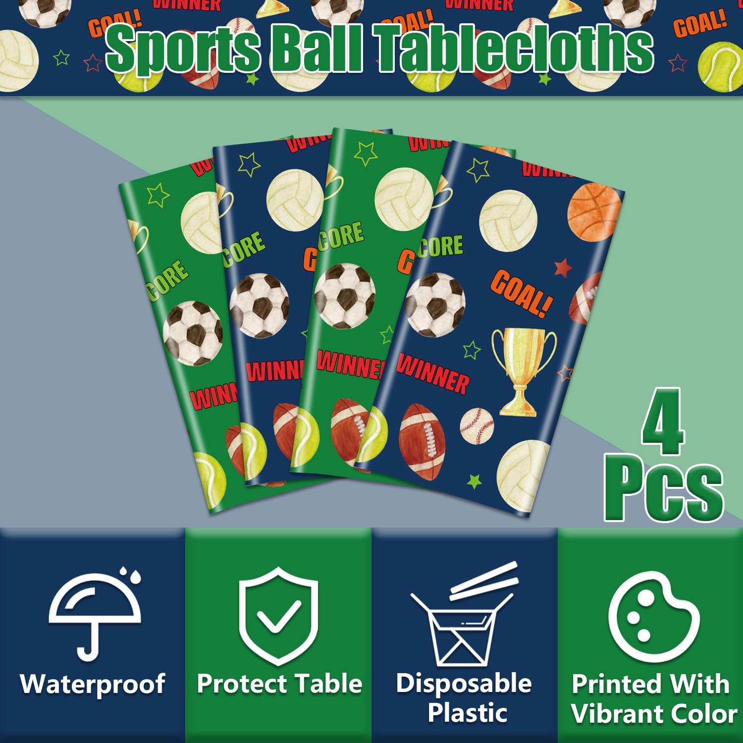 4 Pack Sports Tischdecken - Fußball Basketball Baseball Fußball Hockey Softball