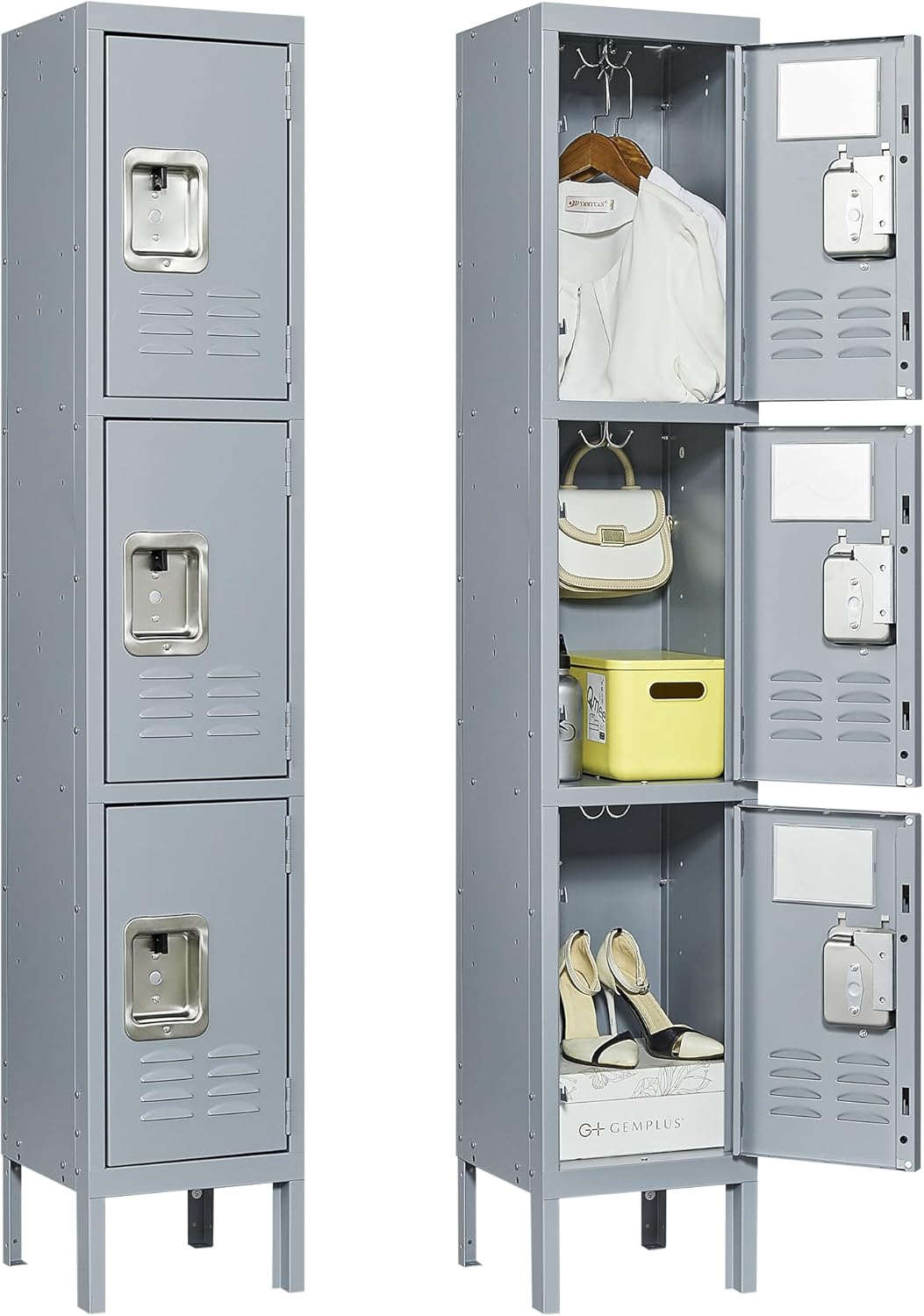 VIYET Metal 3Tier Lockers for Employees, Steel Storage
