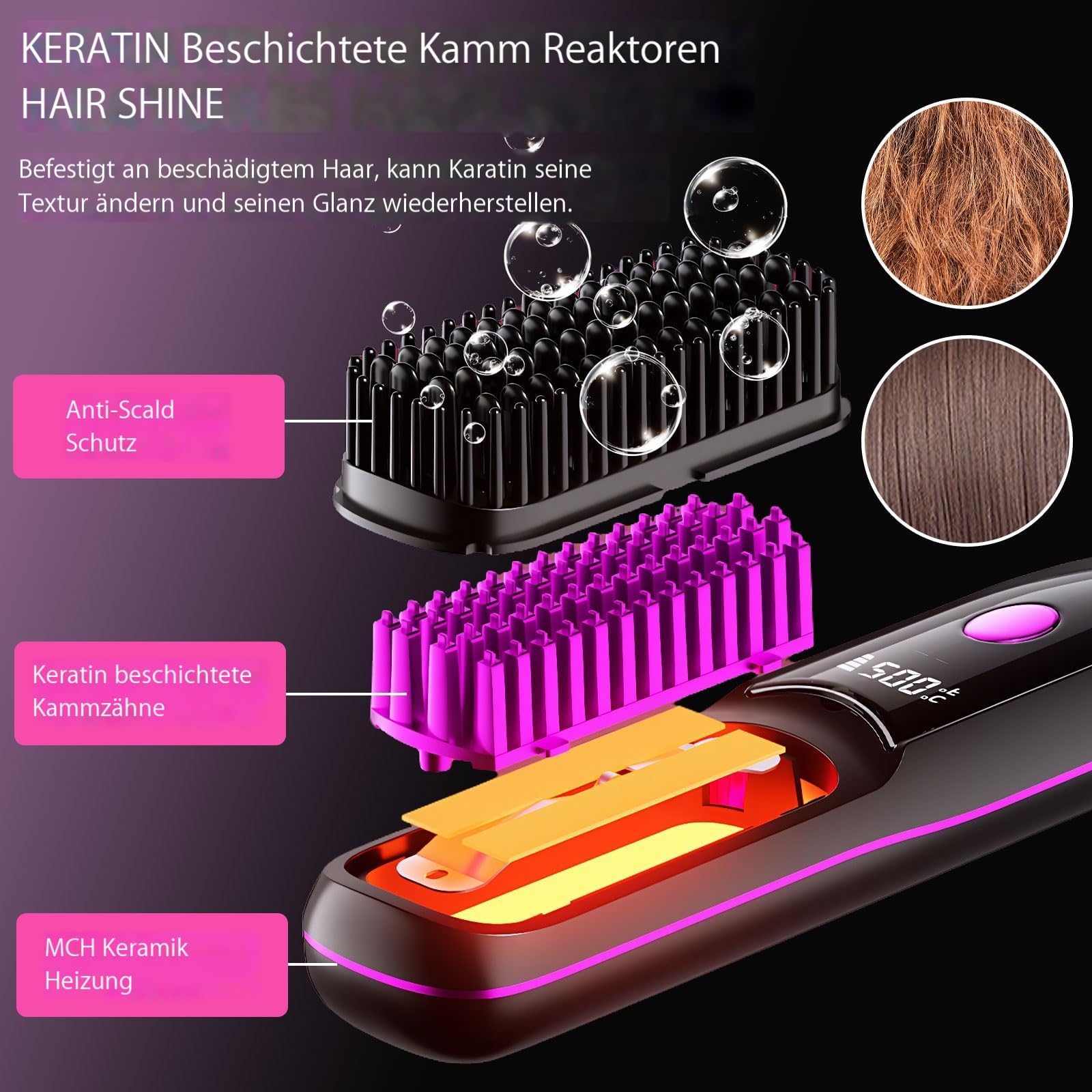 Cefryna Stylingbürste, Stylingbürste Für Kurze Haare, 3 Temperaturstufen, Tragbar & Wiederaufladbar Styling Bürste Für Reisen Und Täglichen Gebrauch (D)