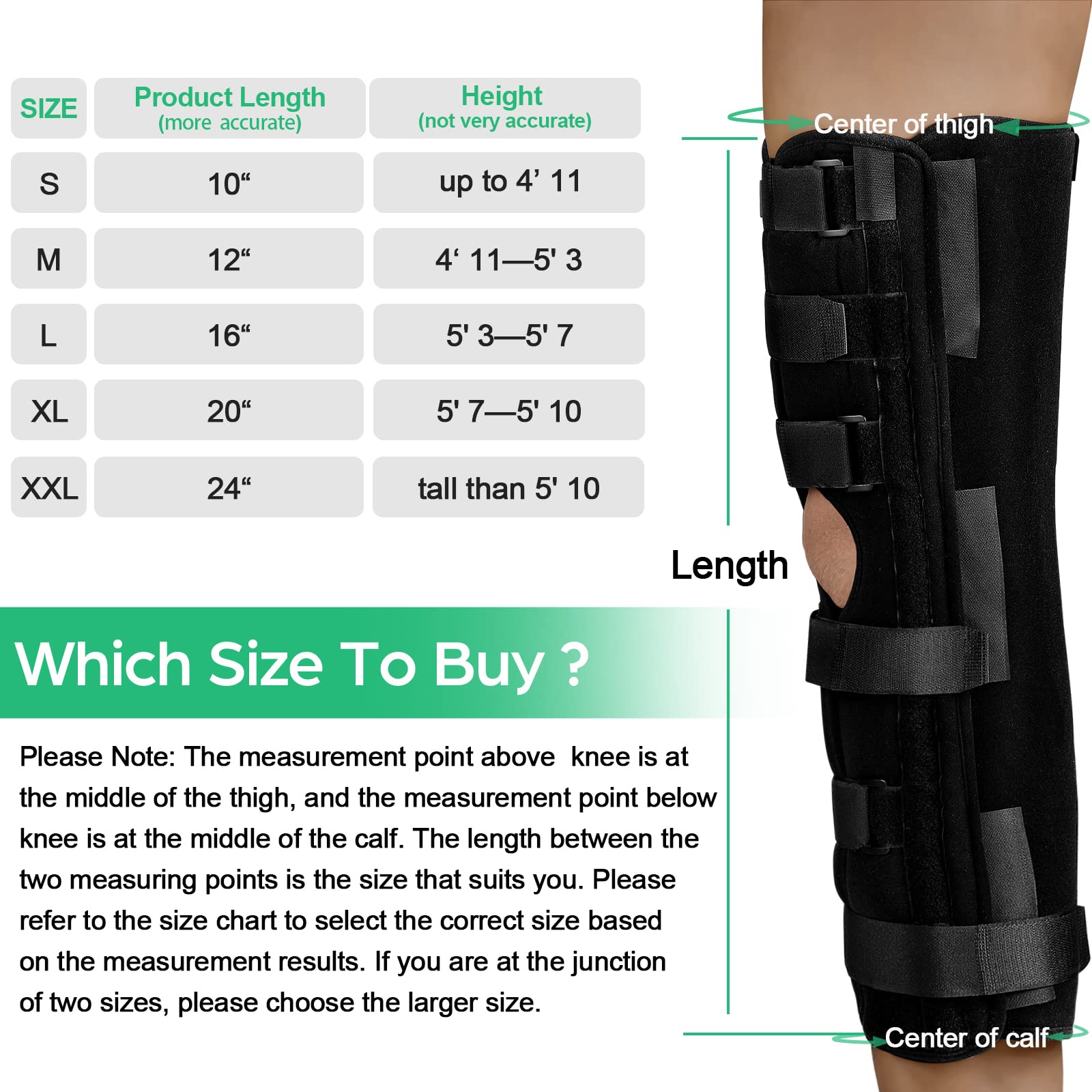 NEENCA Knee Immobilizer, 3Panel Knee Brace with Internal Sponge