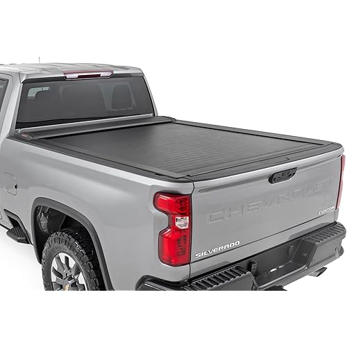 Rough Country Retractable Truck Bed Cover, Truck Tonneau Covers for Chevy Silverado 2500 HD/GMC Sierra 2500HD (2020-2025) - 6'9 Weather-Resistant Truck Bed Cover, Retractable Bed Cover