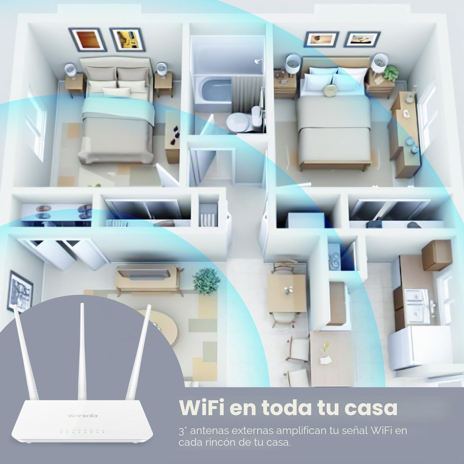 Tenda F3 Router WiFi N300 - Router Inalámbrico a 2,4 GHz WiFi, Punto de Acceso con 3 5dBi Antenas, 3 Puertos LAN/WAN Fast Ethernet, Control Parental, Red de Invitados, WISP, Fácil de Configurar