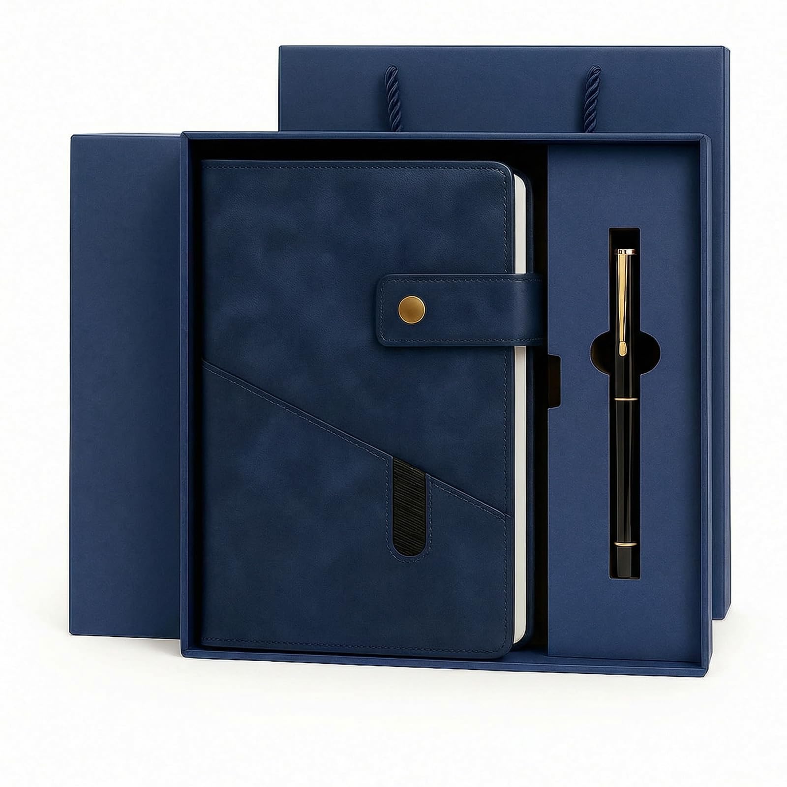 SIMDAO Notebook and Pen Gift Set, A5 Lined Leather Journal Notebook with Pen Gift Box Gift Bag, 200 Pages 100 Gsm Thick Ruled Paper, Personal Organiser Leather Journal, A5 Diary for Men Women (Blue)