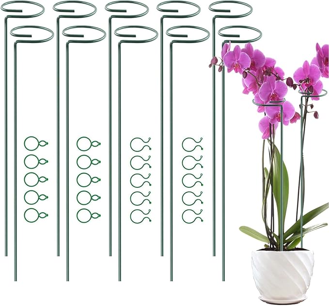 POTWPOT Plant Support Stakes, 10pcs 40cm Single Stem Plant Supports for