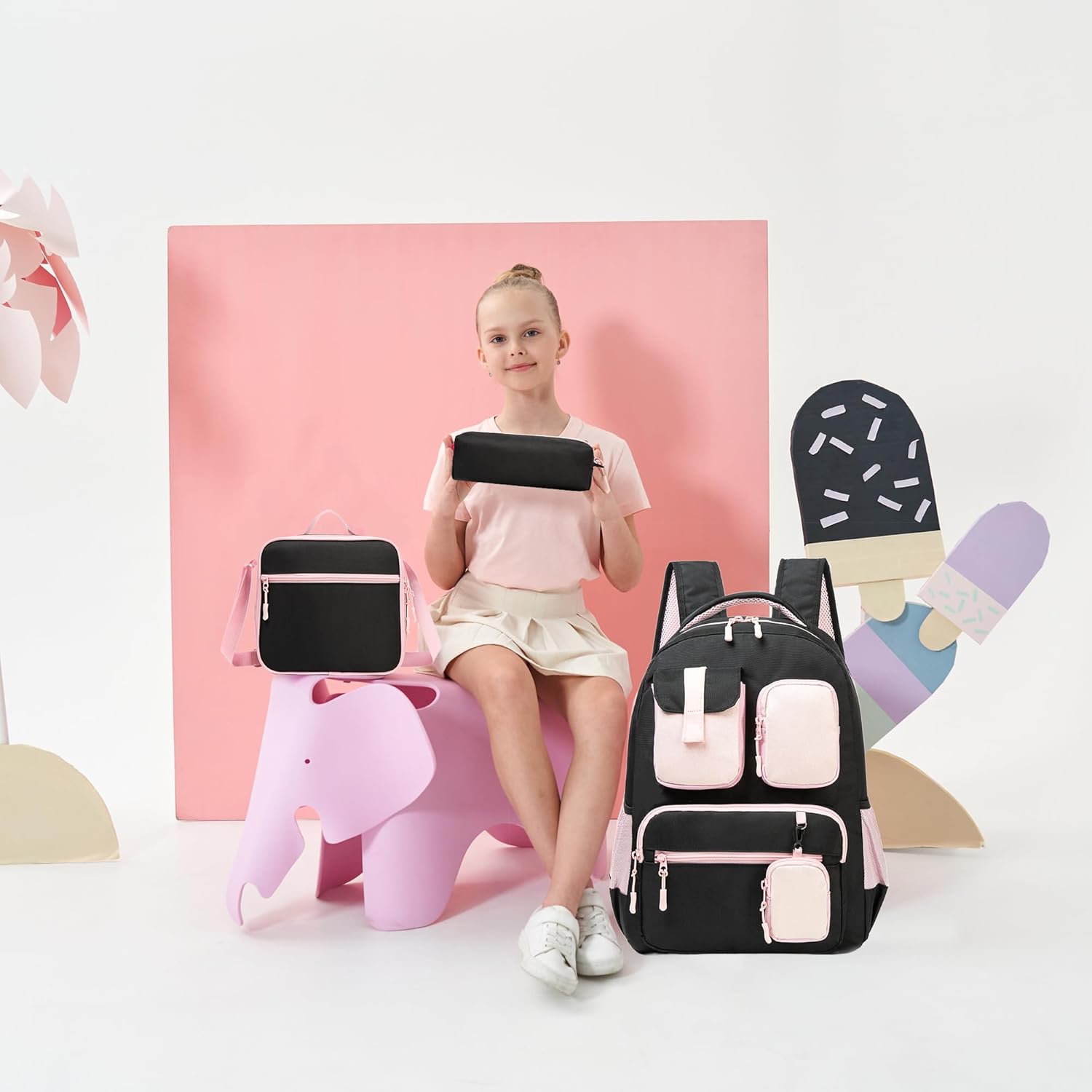 Cute Backpack for Girls Aesthetic Backpack School Backpack for Girls Backpack with Lunch Box Back to School Supplies - Image 6