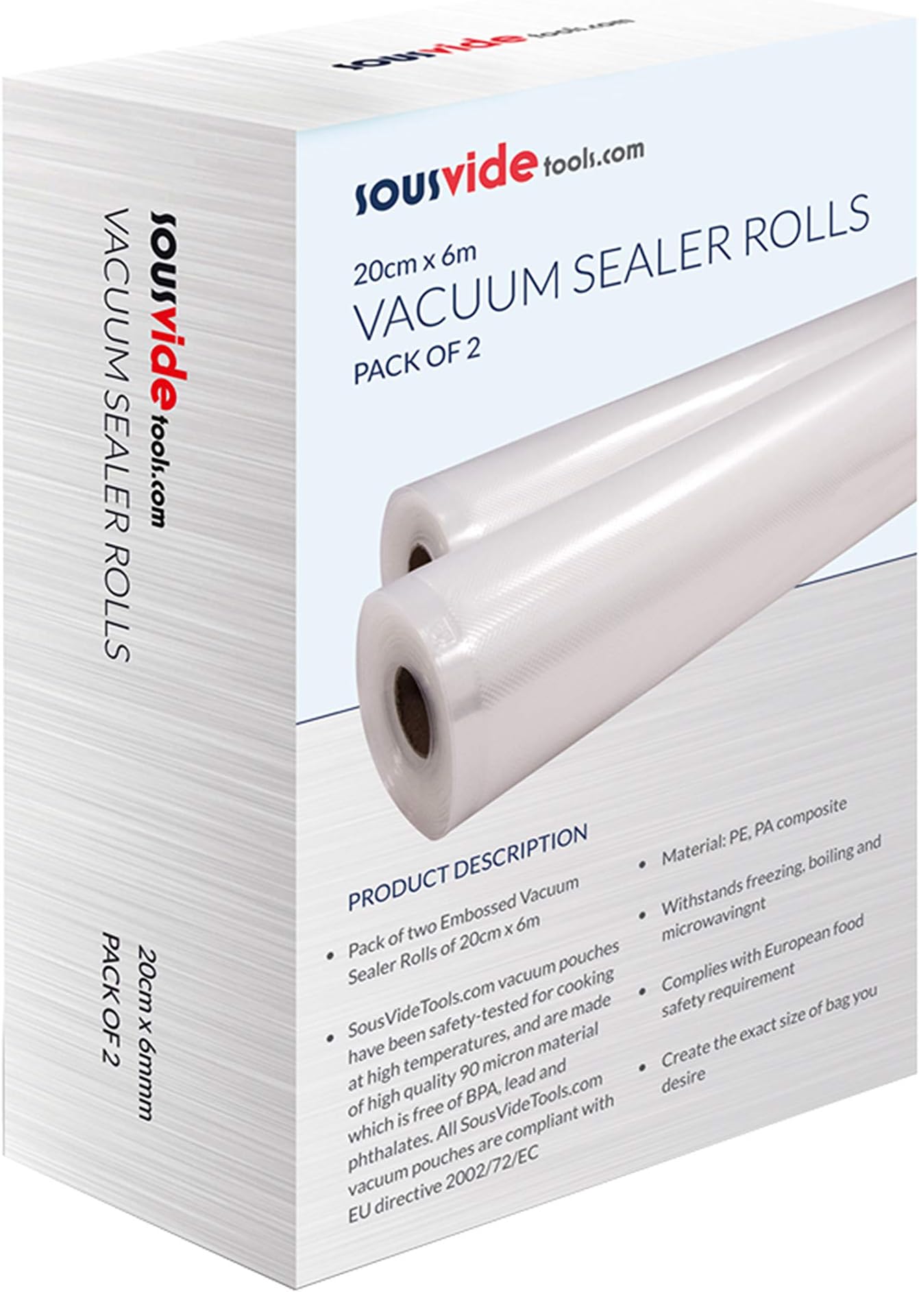 Andrew James Food Vacuum Sealer Rolls Pack of 2 Rolls 28cm Wide x 5m