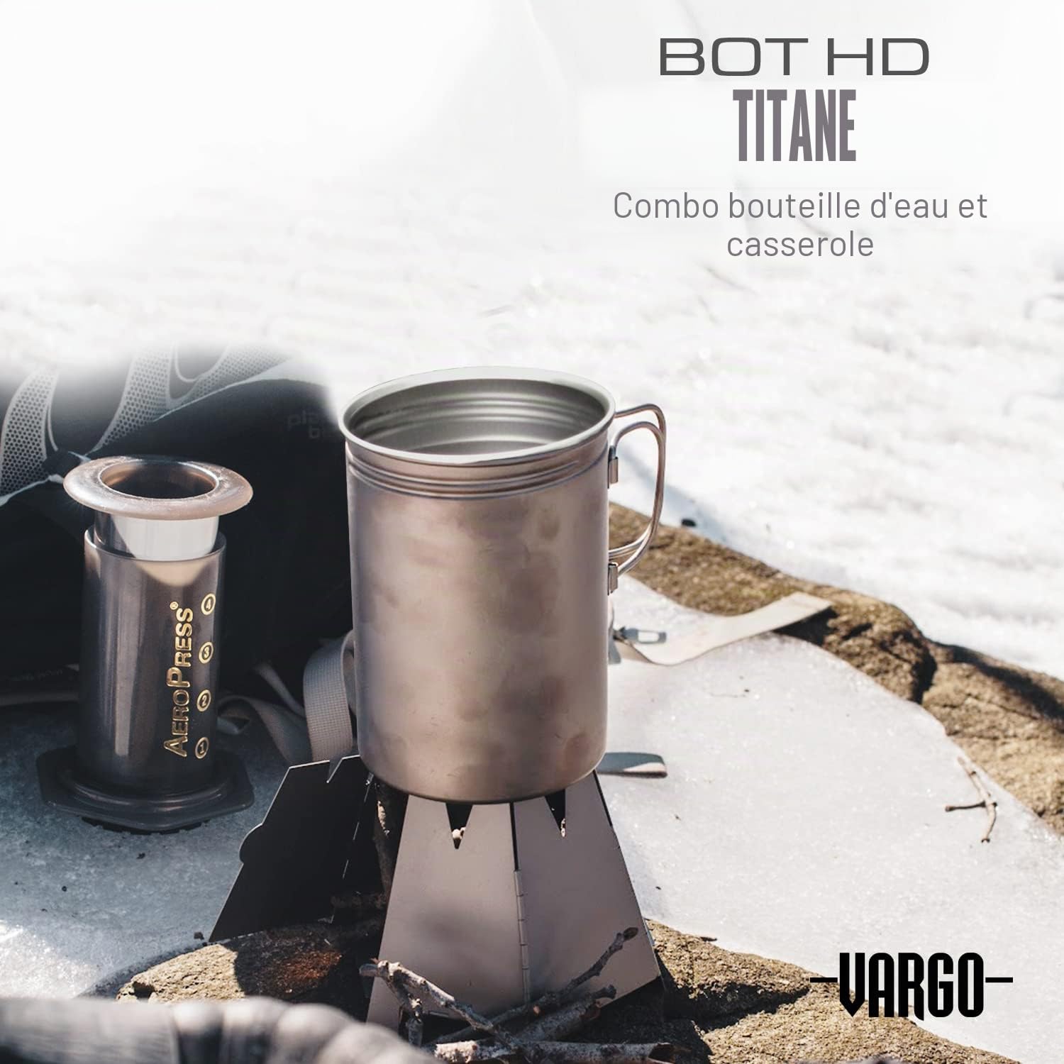 Vargo Titanium BOT Series | BOT-HD – Bouteille d'eau ultralégère de 1 litre (34 oz) – Poids : 153 g | Camping
