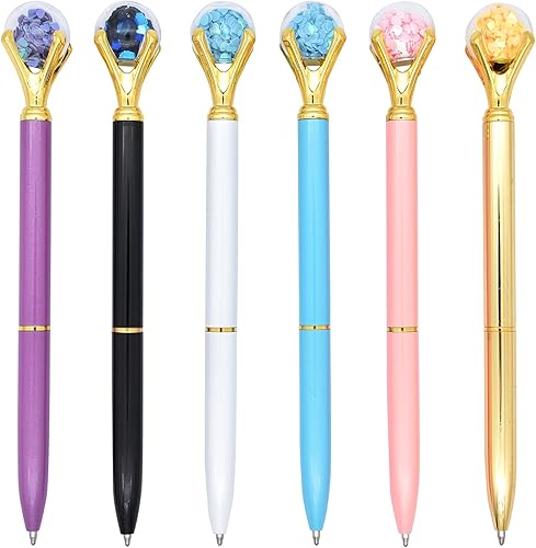 Miniatura 7 de Gullor 6 bolígrafos de tinta negra, punta de diamante, punta media, color rosa