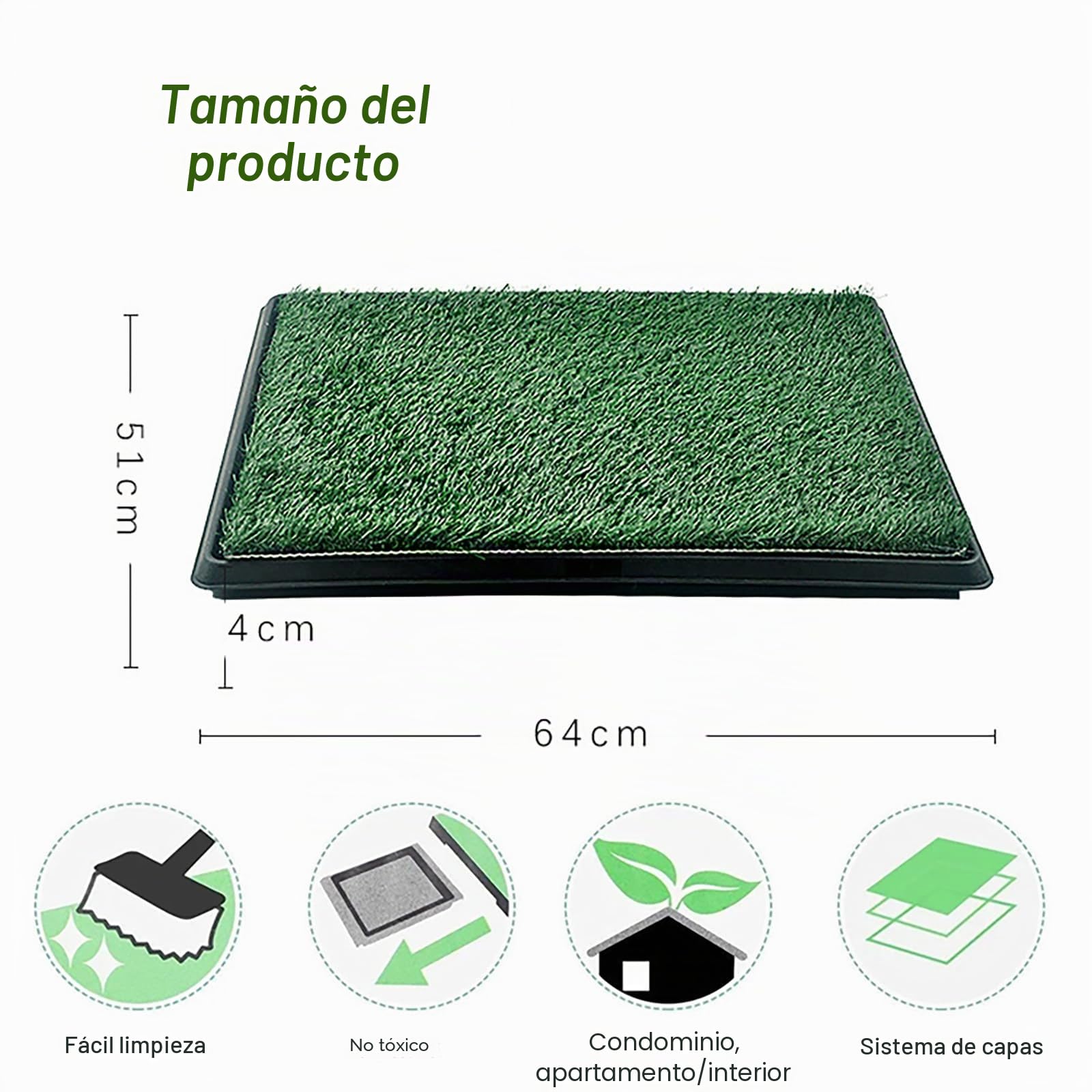 Inodoro para perros, alfombra de aprendizaje de la limpieza con separador de orina, alfombra de pajita para perro con bandeja grande (64 x 51 cm), con bandeja extraíble, ideal para el entrenamiento de