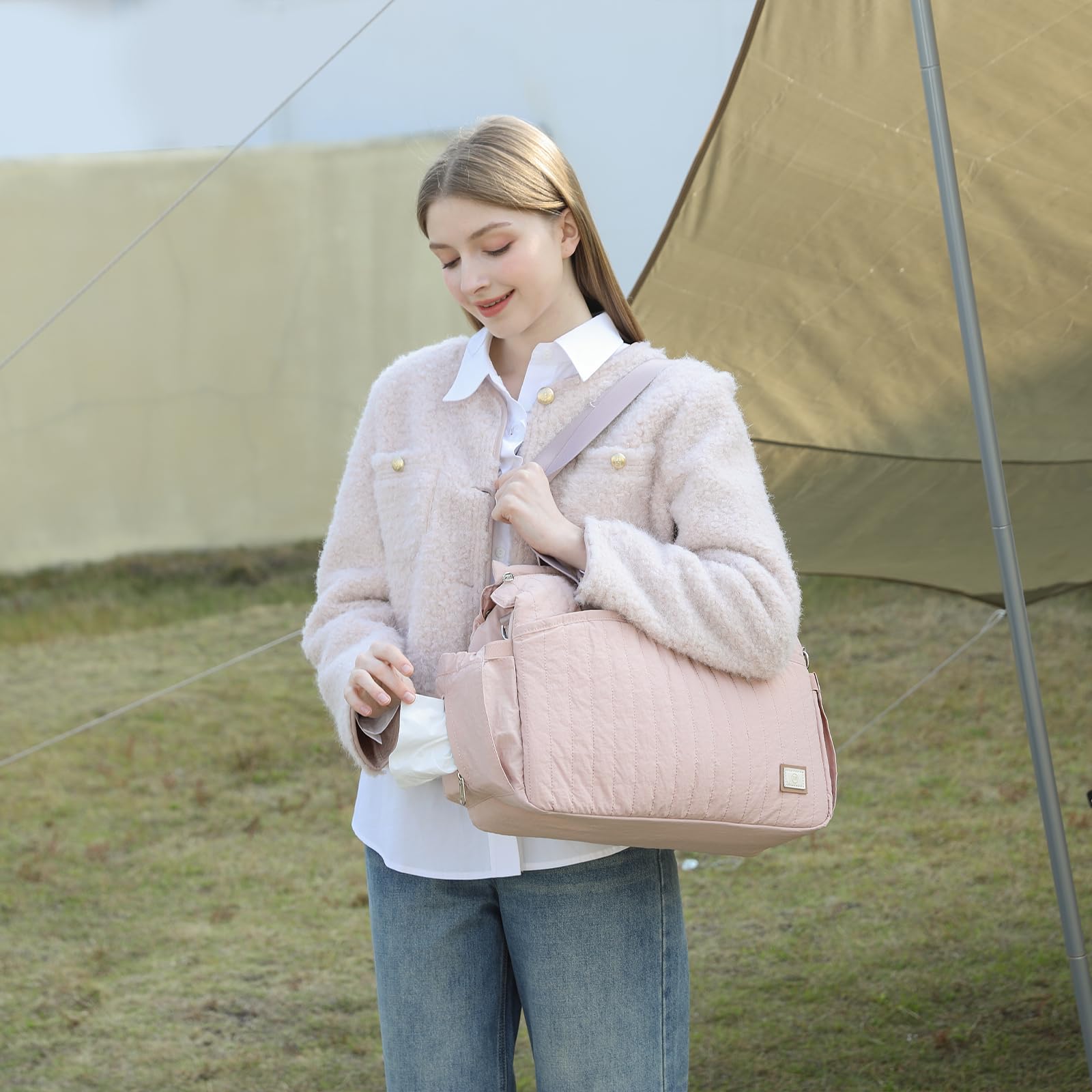 Miss Lulu Borsa Fasciatoio Neonato per Passeggino, Impermeabile Multifunzionale con Ganci per Passeggino, Borsa Cambio Mamma, Adatta per Parto/Ospedale/Viaggi/Shopping, Grande Capacità - 4