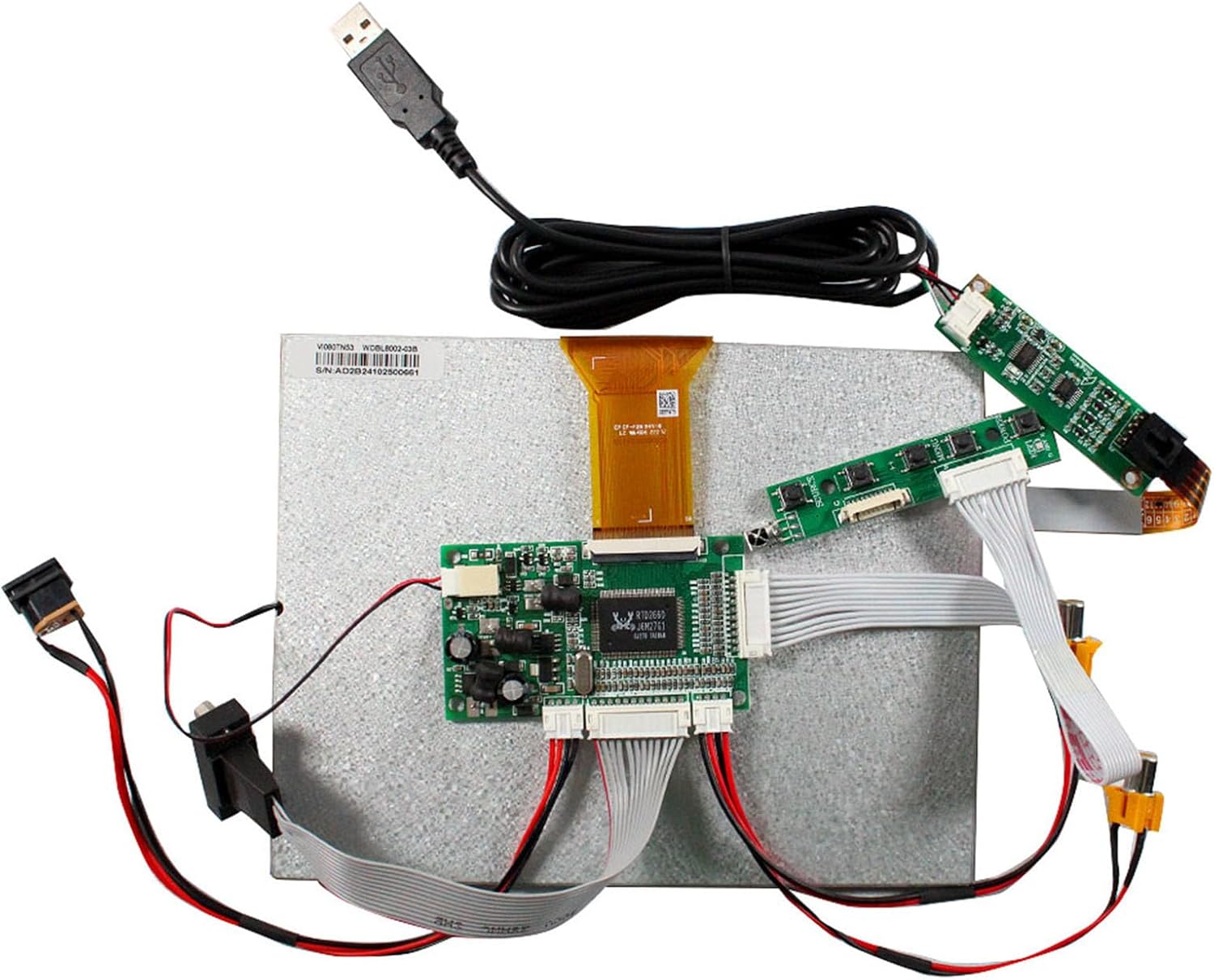 8" EJ080NA-05A 800X600 TTL LCD Screen with 4-Wire Resistive Touch Panel and VGA 2AV Controller Board 50pins