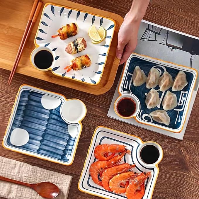 Souped Up Recipes Plato para Dumplings Juego de 4 Piezas miniatura 2