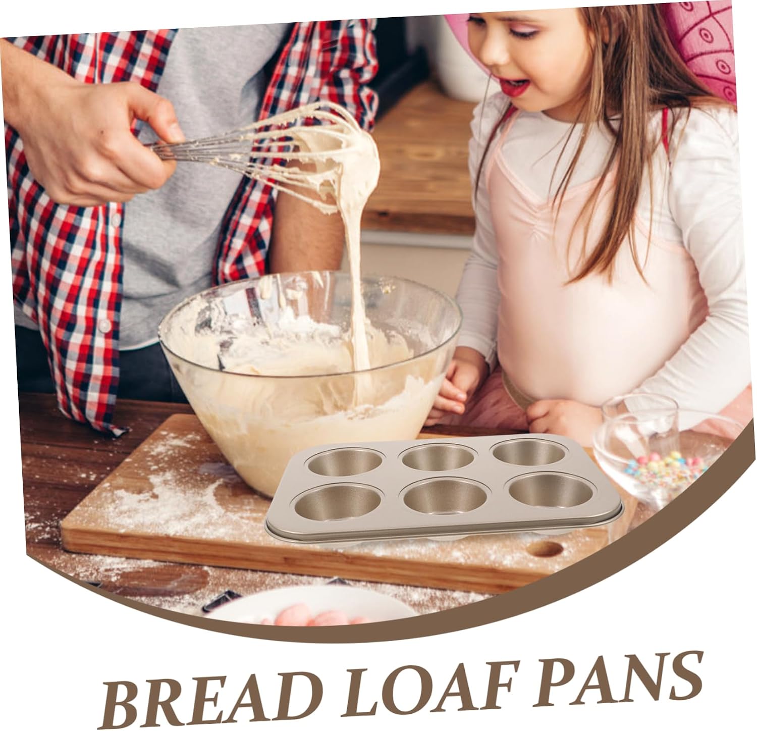 Cabilock 2pcs Nonstick Muffin Pan Round Cake Molds for Baking Mini Cupcakes Cheesecakes and Egg Tarts Easy Release and Cleanup Golden Finish