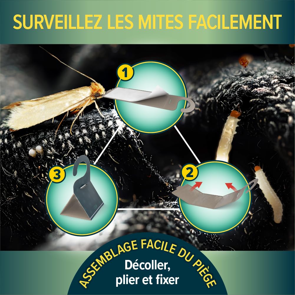 NOPE! Pièges Anti Mites Textiles 3 x 2 – Inodore & Non Toxique – À Base de Phéromones – Protection Efficace pour Vêtements