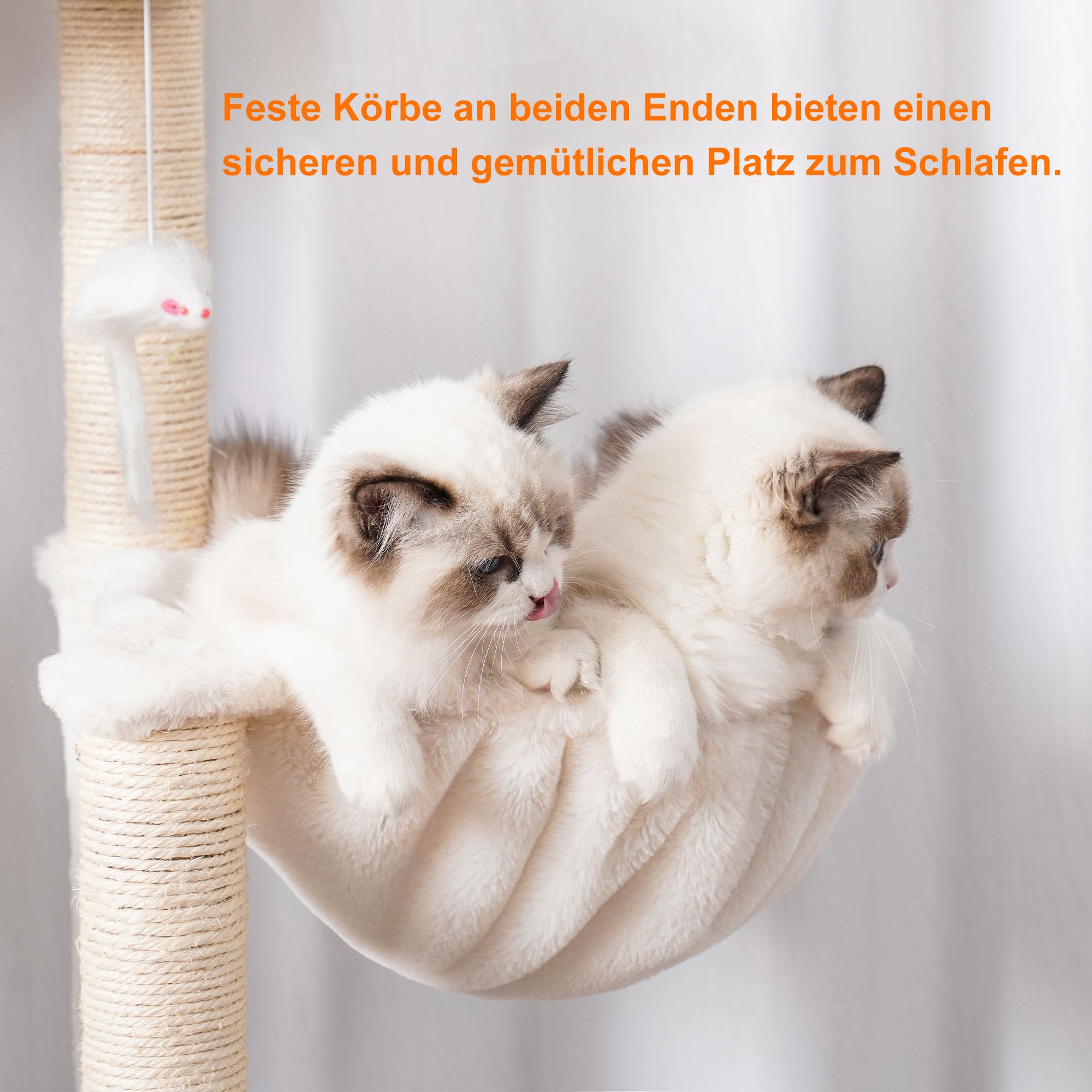 Heybly Holz Kratzbaum, für Indoor-Katzen, Katze Condo für große Katzen mit Selbst Groomer, Moderne Katze Kratzturm mit Korb, Hängematte, baumelnden Ball und Blätter, Rustic Gray HCT120SG