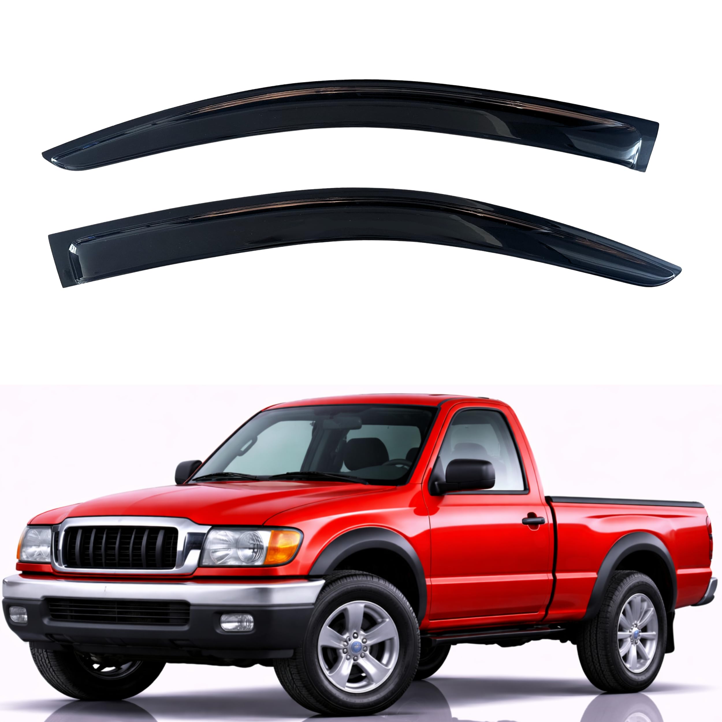 KPY Rain Guards Fit for 1995-2004 Toyota Tacoma Regular Cab, Out-Channel Window Visors Vent Wind Deflectors 2PC, Truck Accessories for 95-04 Tacoma (Single Cab Only)