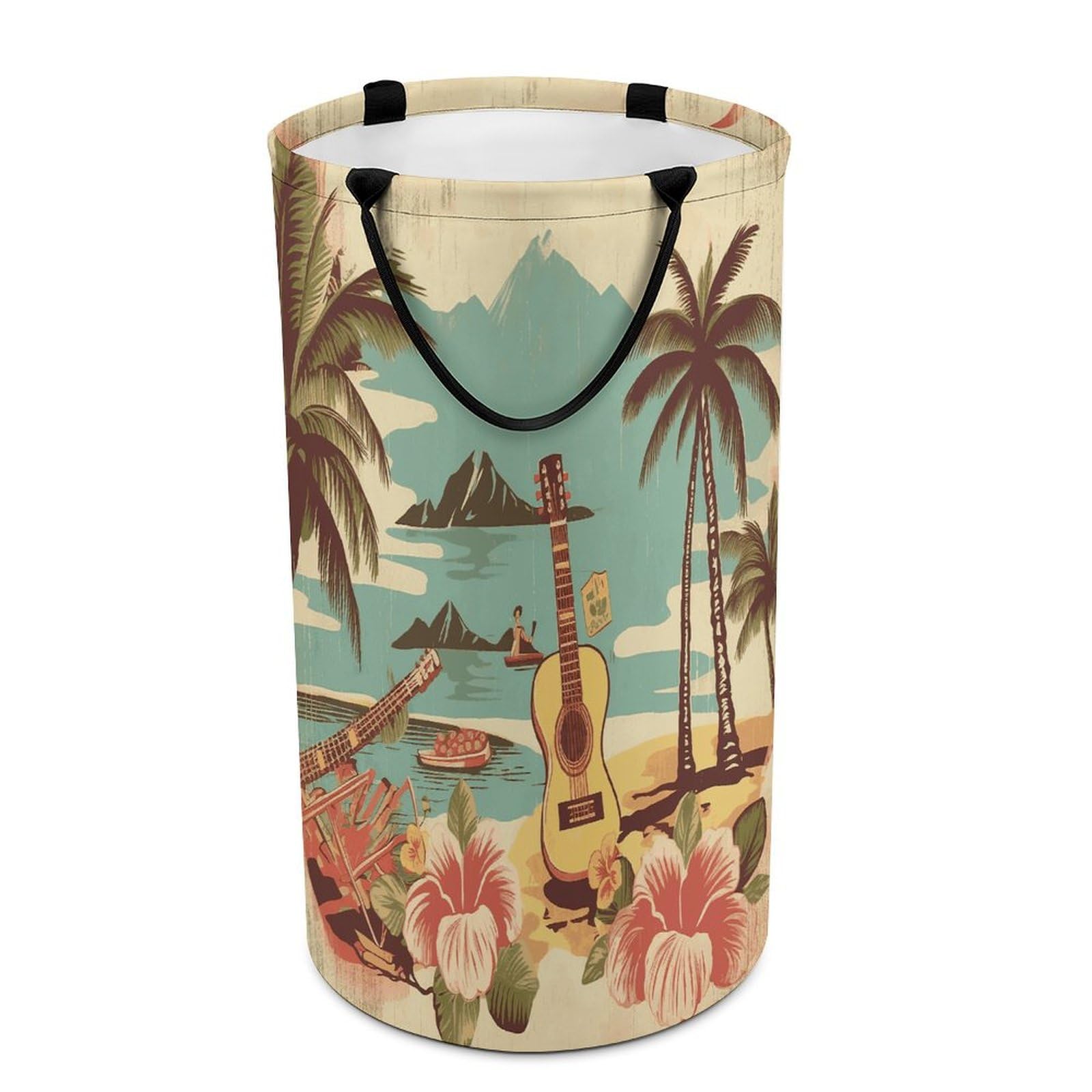 Panier à linge vintage hawaïen pliable de grande capacité pour vêtements et jouets