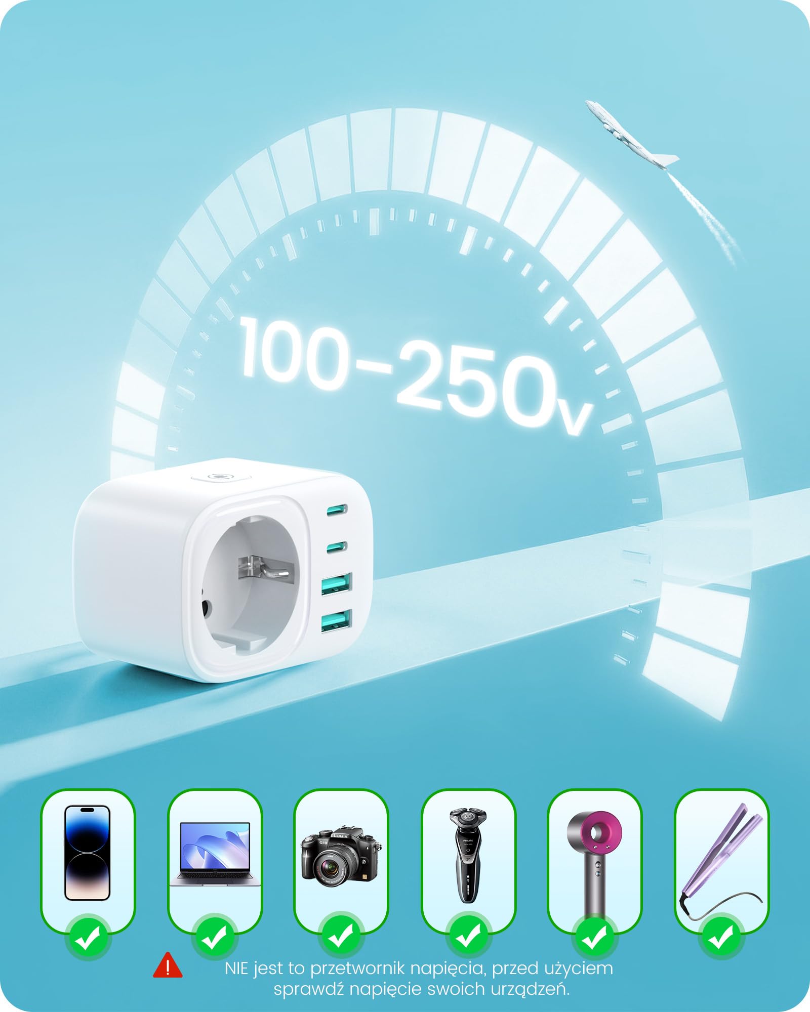 LENCENT Uniwersalny adapter podróżny typu D, G, M, N | adapter podróżny do Anglii, Indii, Sri Lanki, Brazylii, Republiki Południowej Afryki, Hongkongu, Malezji