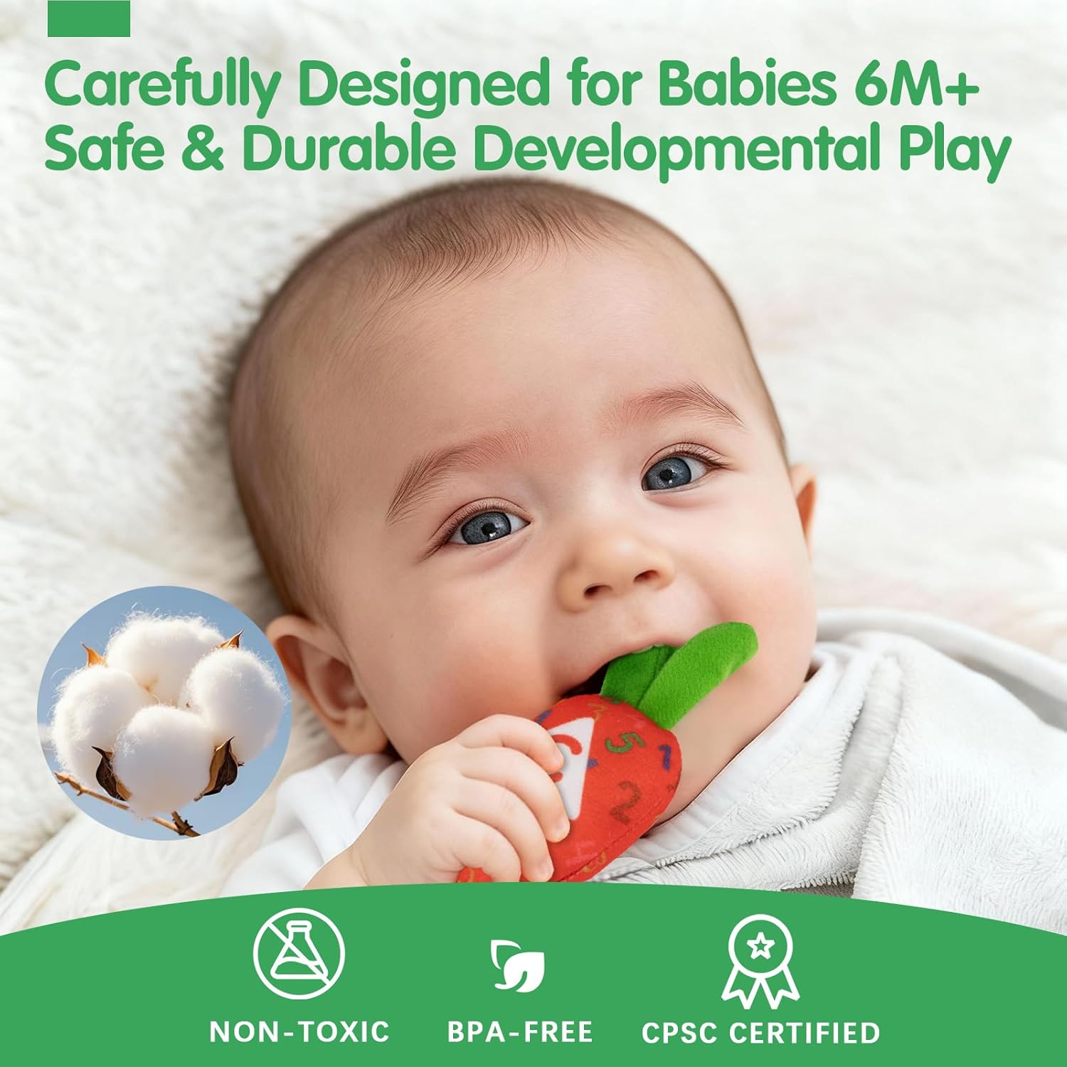 Montessori Toys for 1 Year Old, My First Carrot Garden Baby Toy with Color Sorting, Crinkle & Rattle, Fine Motor Skills, Educational Sensory Toys for 1 2 3 Year Old Boy Girl Gifts Birthday Easter