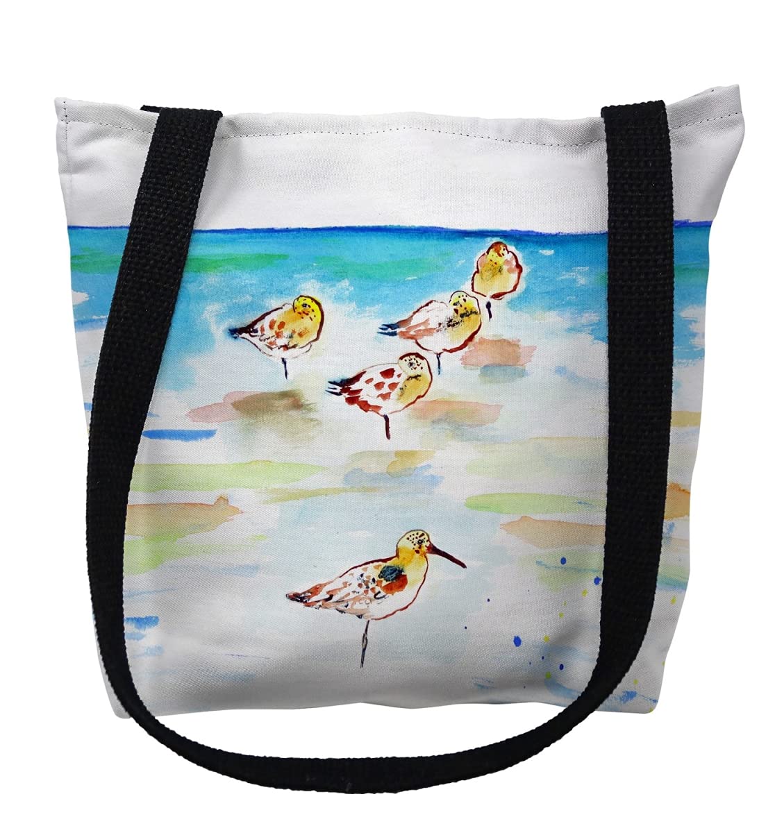 13 x 13 in. Five Sanderlings Small Tote Bag by Betsy Drake – Cotton, Black, Model TY1090S