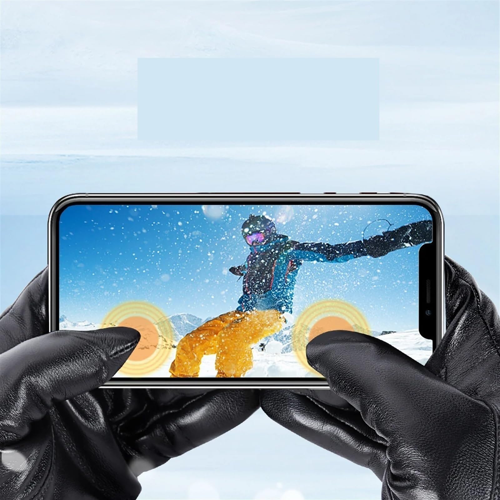Guanti, guanti da sci Guanti invernali da uomo Guanti in pelle Guanti da neve con touch screen in pelle termica for uomo