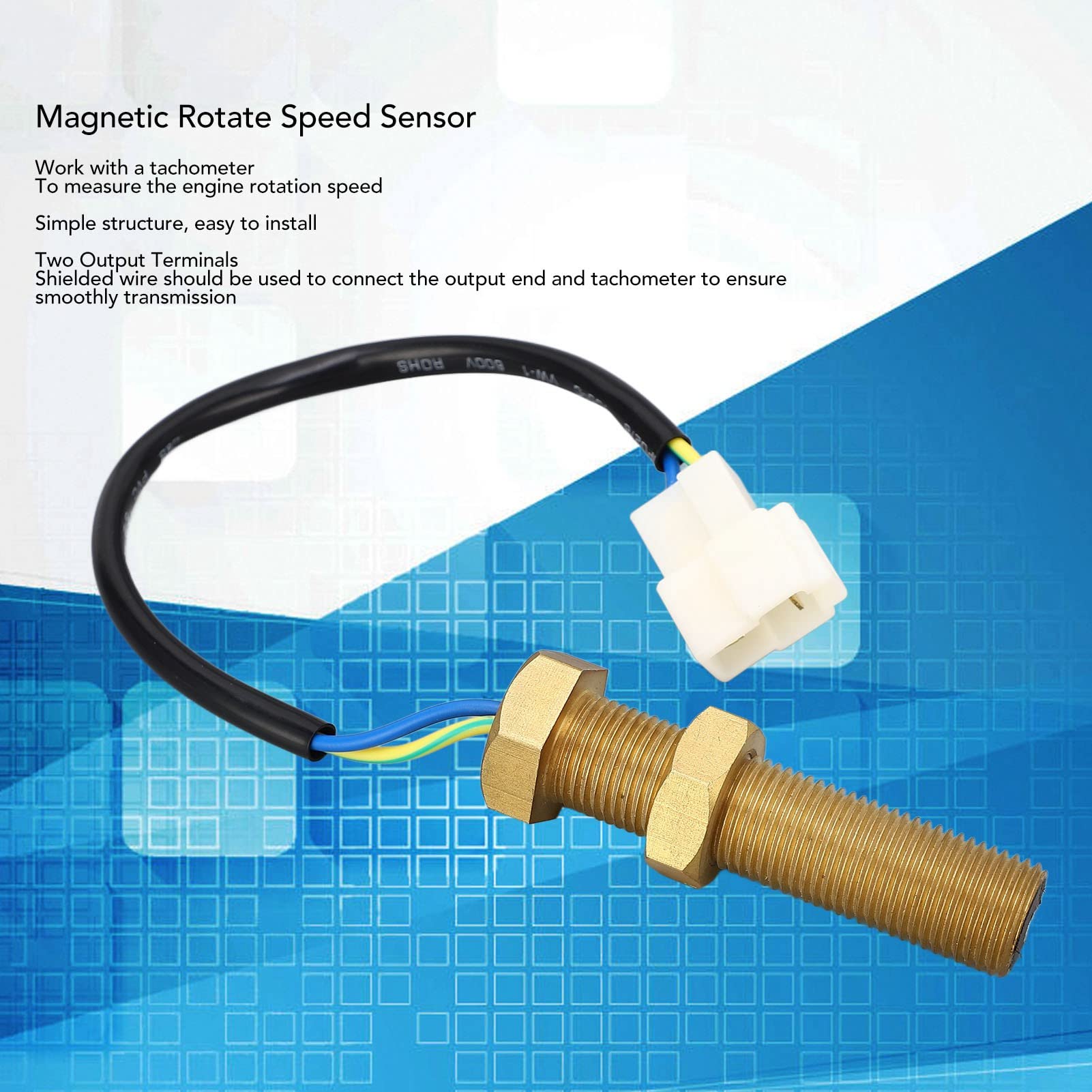 M16 Vitesse Capteur de Rotation, Capteur de Vitesse de Rotation À Induction Magnéto-Électrique M16 Capteur de Vitesse de Rotation, pour Générateur de Fil 50V, Tachymètre (Adaptateur mâle)