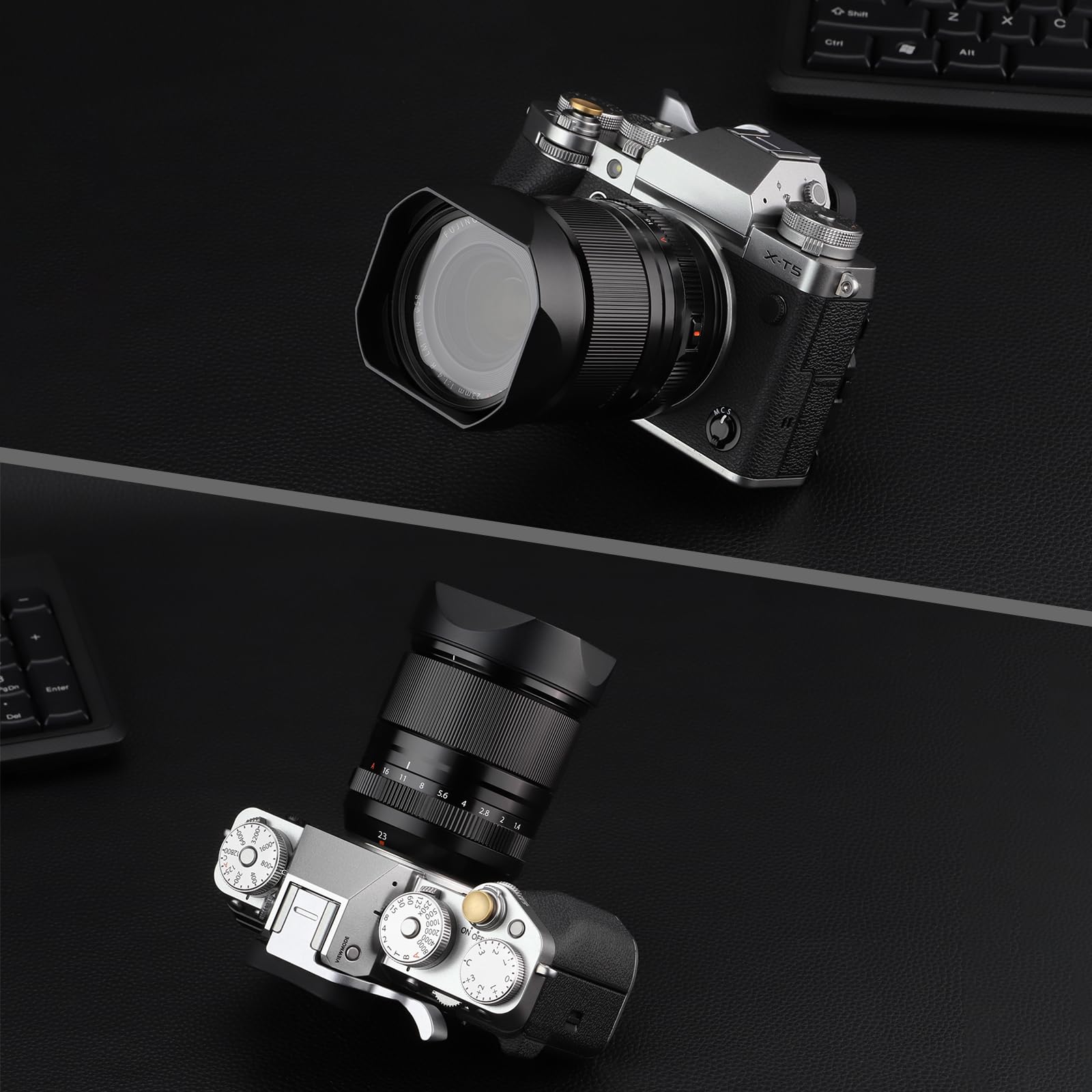 Haoge Gegenlichtblende aus Metall für Fujinon XF23 mm F1.4 R LM WR XF 16-50mm F2.8-4.8 R LM WR Fuji XF 33mm F1.4 R LM WR Objektiv
